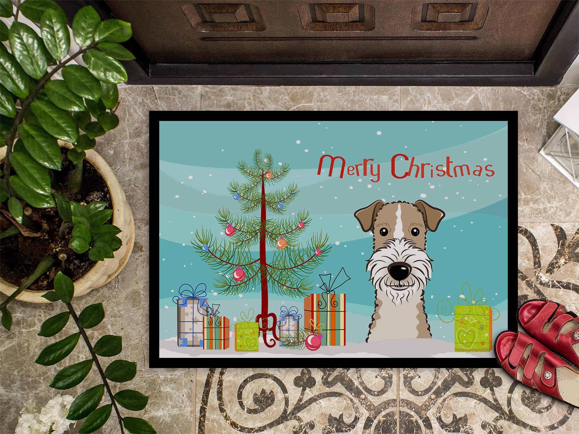 Caroline's Treasures BB1619MAT Christmas Tree and Wire Haired Fox Terrier Doorma - Thumbnail 3