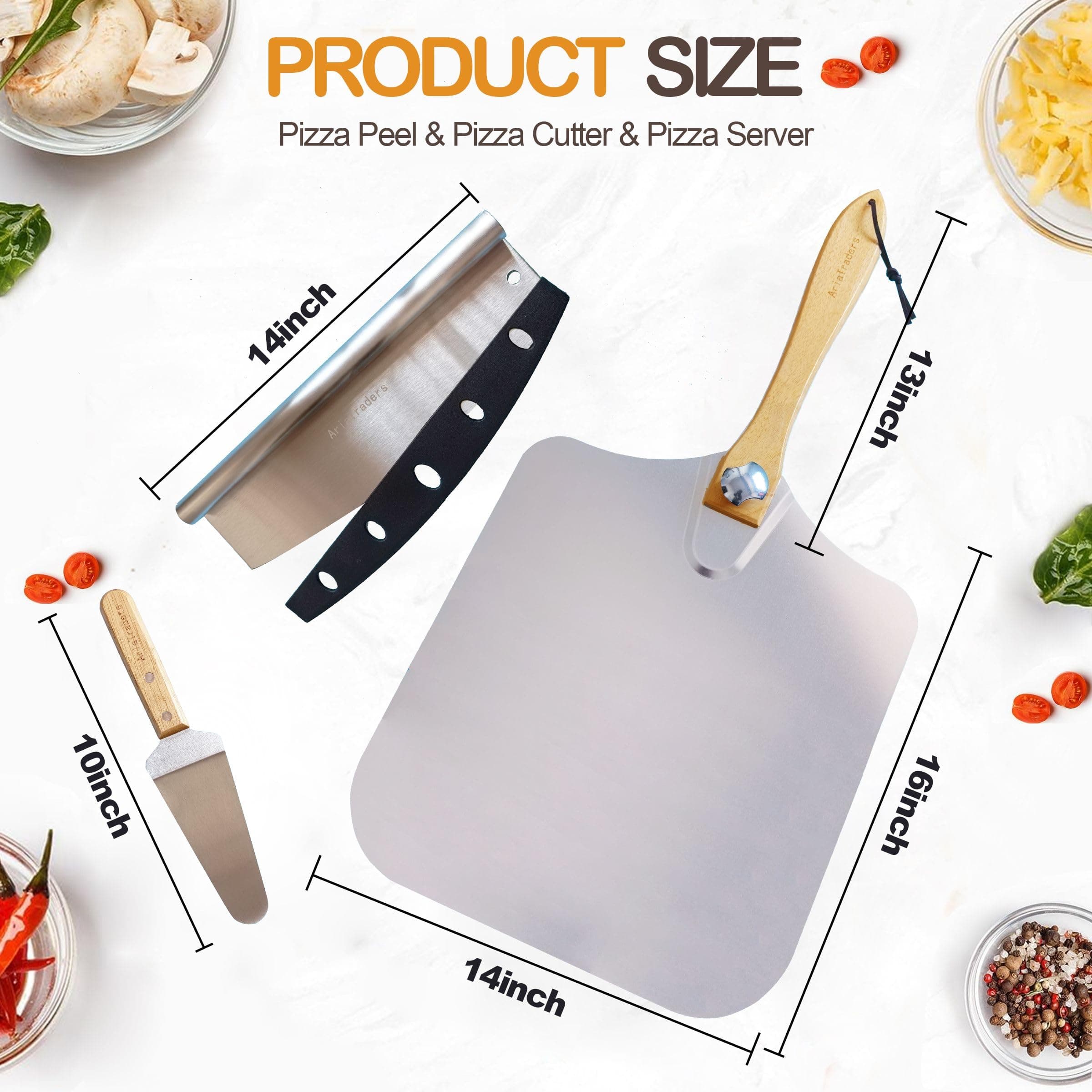 AriaTraders Aluminum Metal Pizza Peel 16 Inch, Extra Large Pizza Paddle (14"X 16 - Thumbnail 2