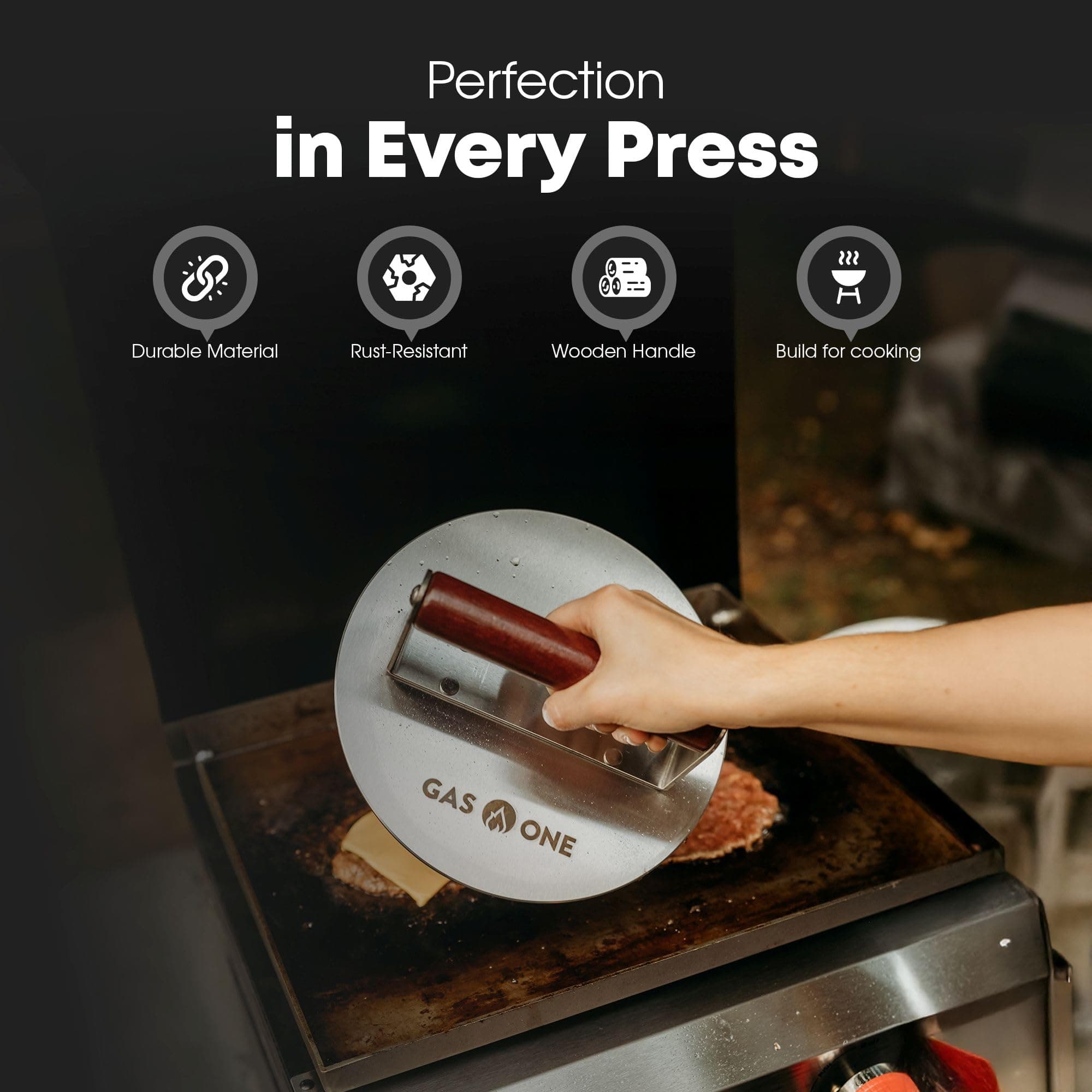 GasOne XL Burger Press – 8.5-inch Burger Press Patty Maker – Stainless Steel Ham - Thumbnail 2