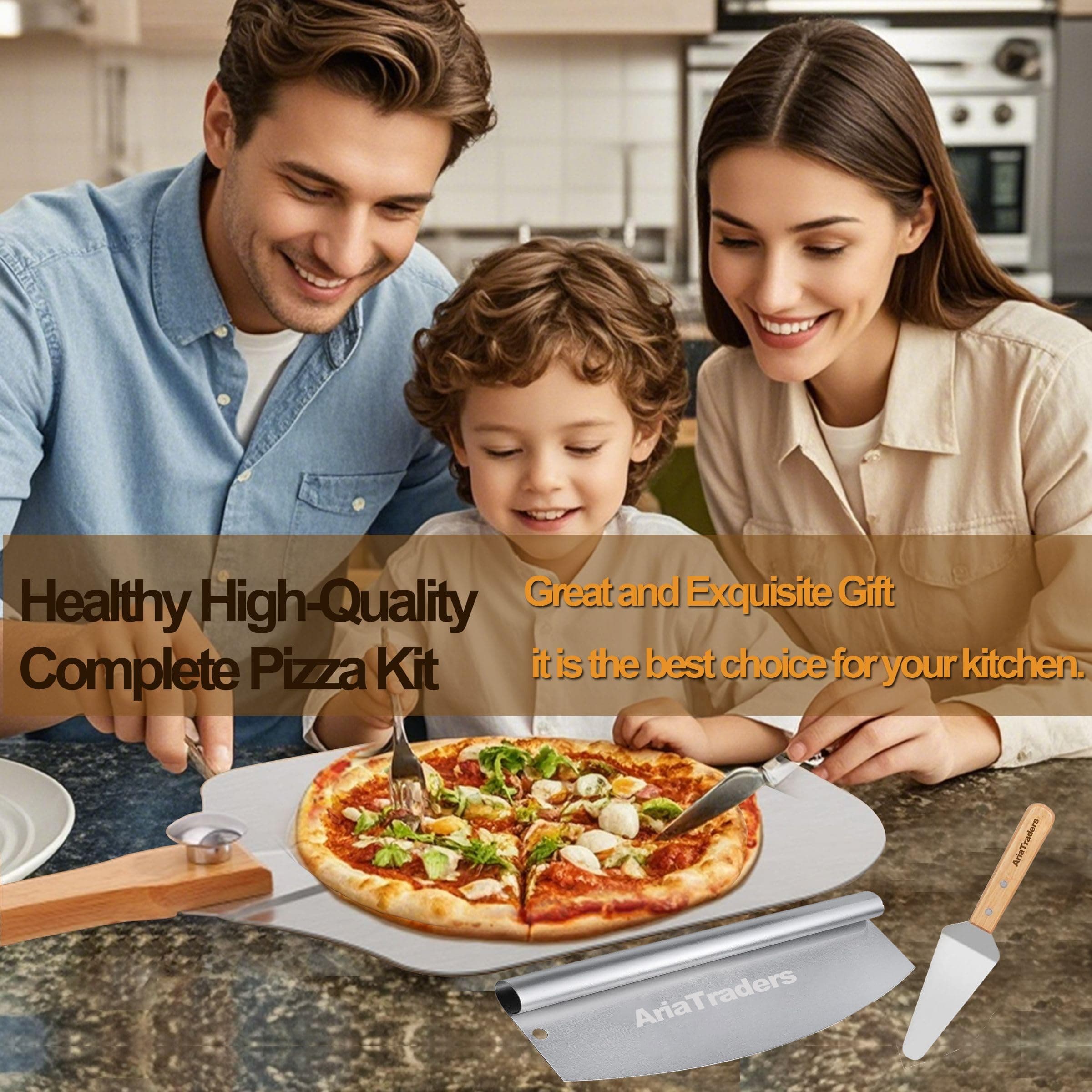 AriaTraders Aluminum Metal Pizza Peel 16 Inch, Extra Large Pizza Paddle (14"X 16 - Thumbnail 6