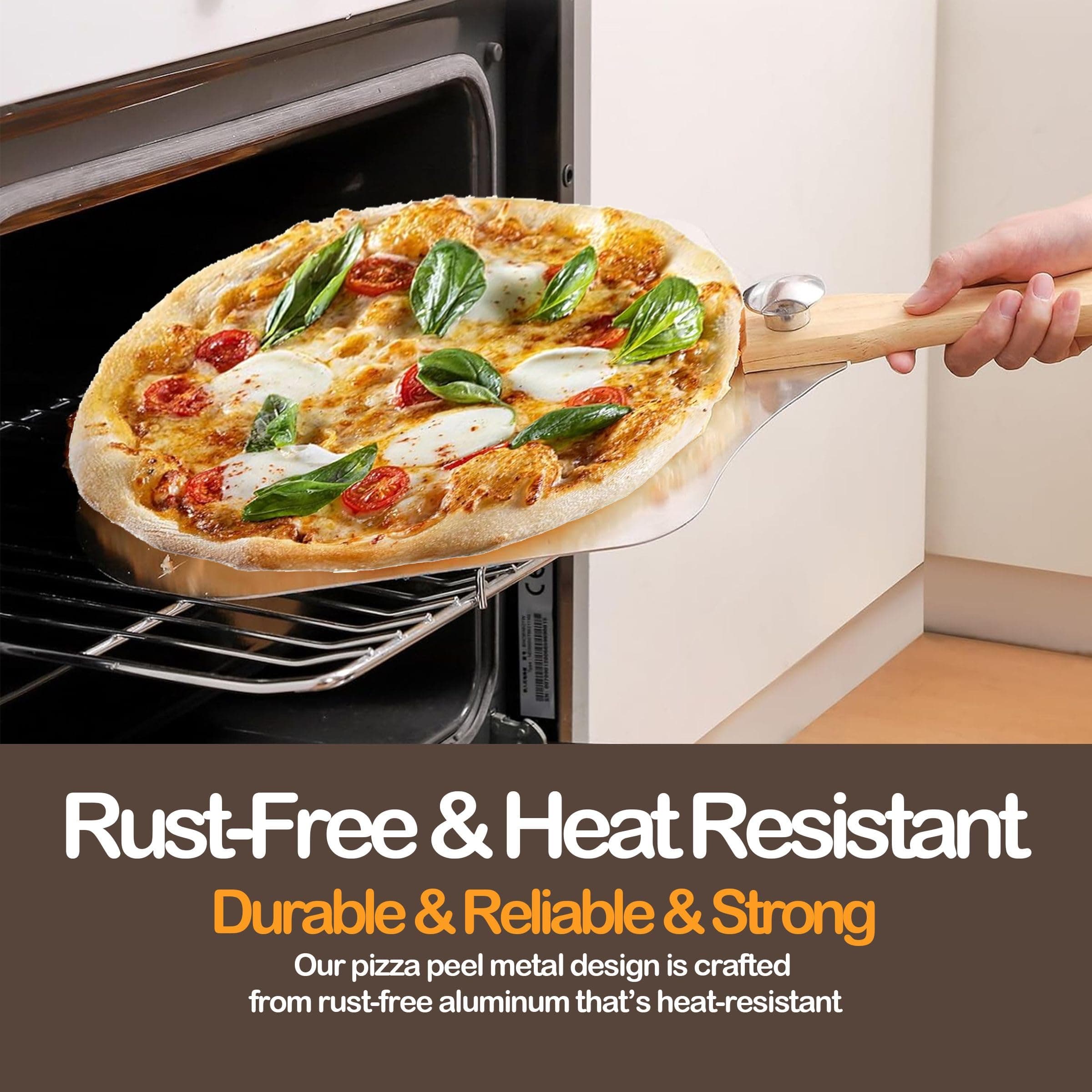 AriaTraders Aluminum Metal Pizza Peel 16 Inch, Extra Large Pizza Paddle (14"X 16 - Thumbnail 5