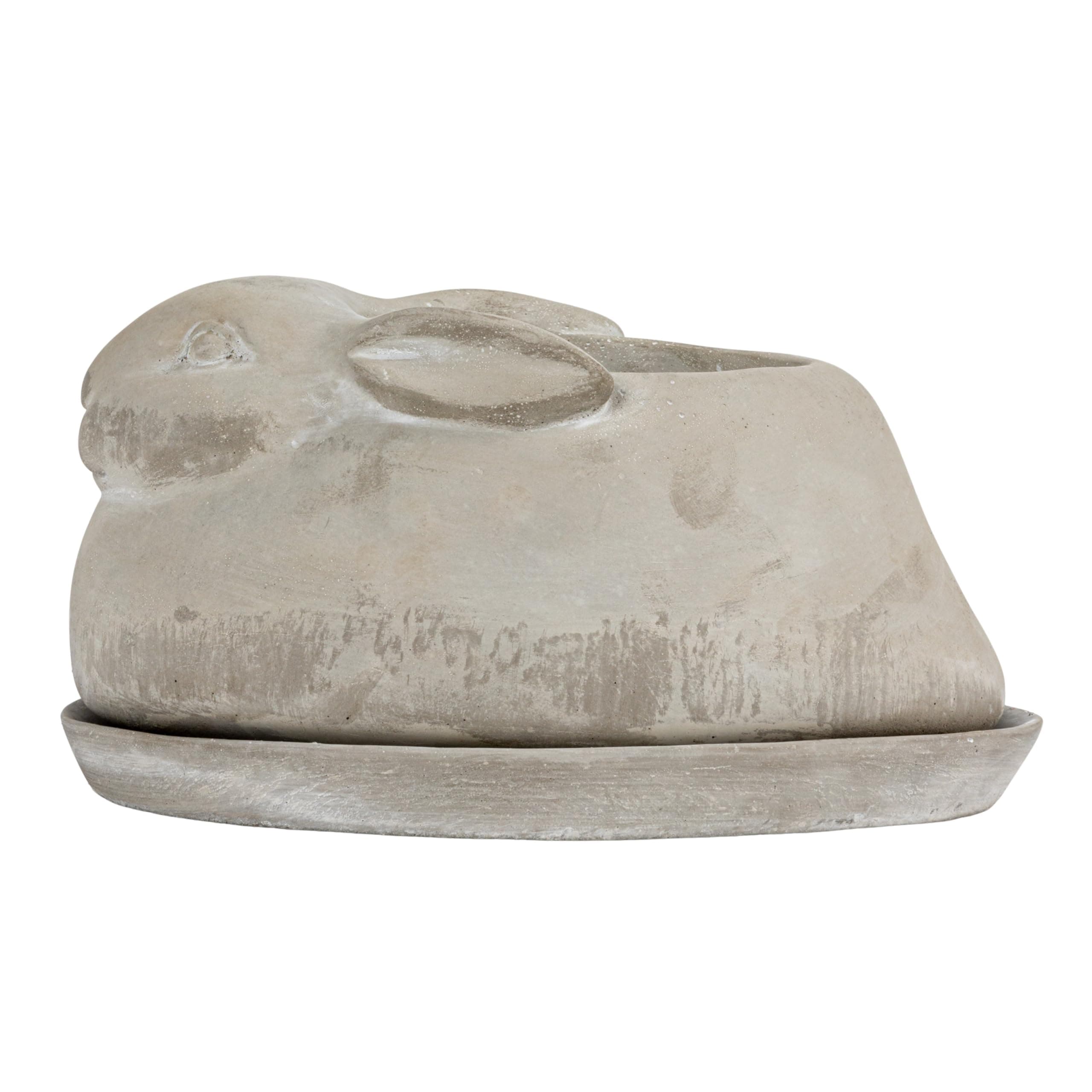 Creative Co-Op Cement Rabbit Planter with Saucer (Set of 2 Pieces) - Thumbnail 9