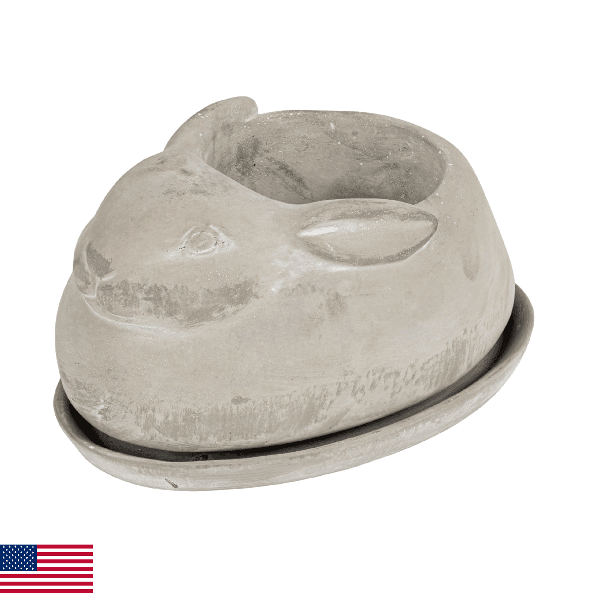 Creative Co-Op Cement Rabbit Planter with Saucer (Set of 2 Pieces) - Image 1