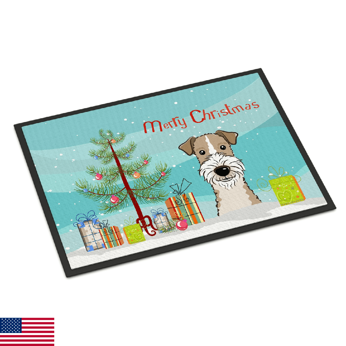 Caroline's Treasures BB1619MAT Christmas Tree and Wire Haired Fox Terrier Doorma - Image 1