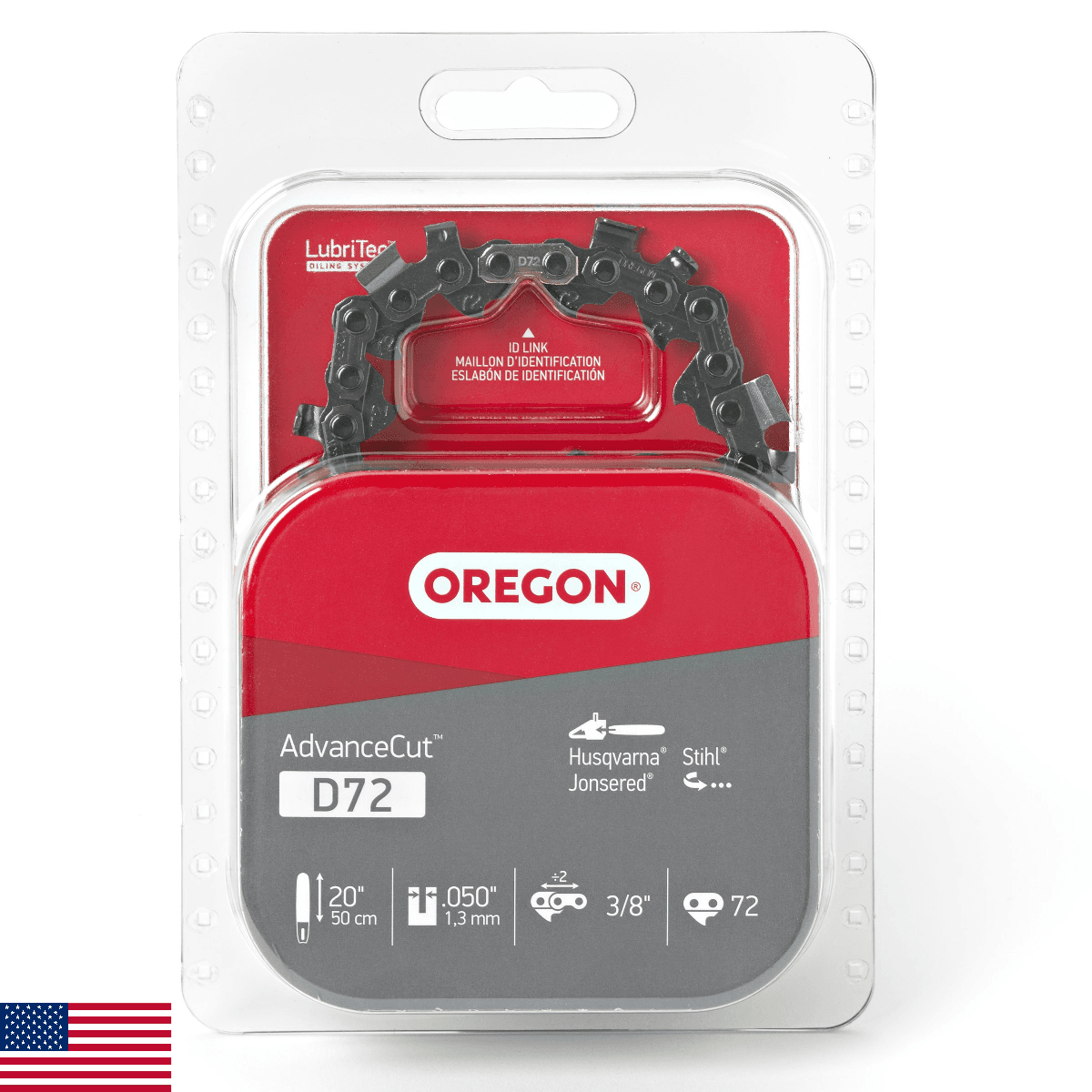 Oregon D72 AdvanceCut Chainsaw Chain for 20-Inch Bar, 72 Drive Links, Low-Kickba - Image 1