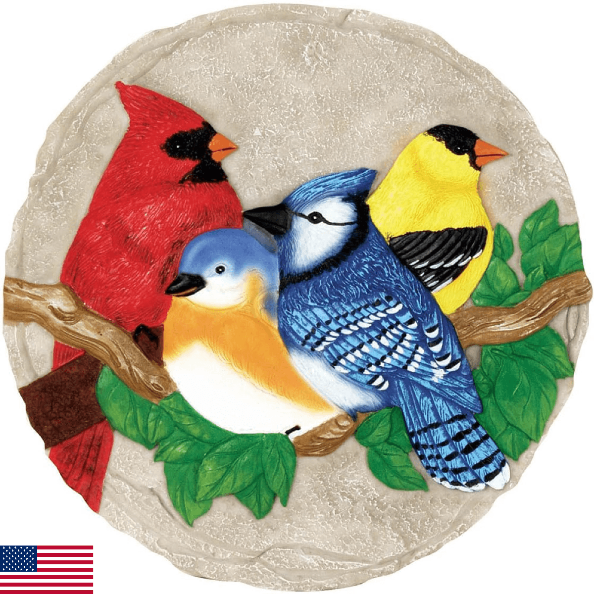Spoontiques - Garden Décor - Bright Birds Stepping Stone - Decorative Stone for - Image 1