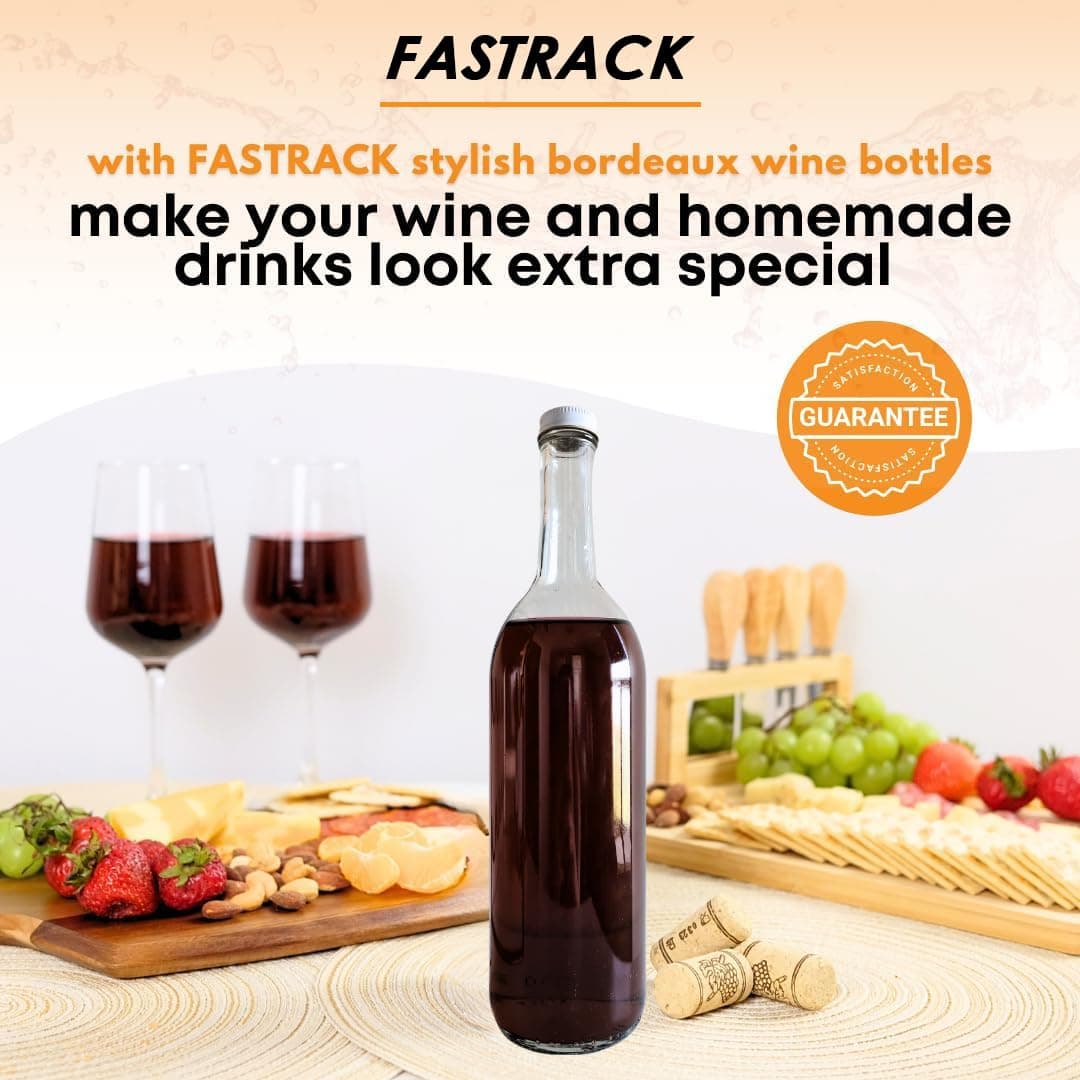 FastRack 750ml Clear Glass Wine Bottles with White Metal Screw Caps (Pack of 12) - Thumbnail 6