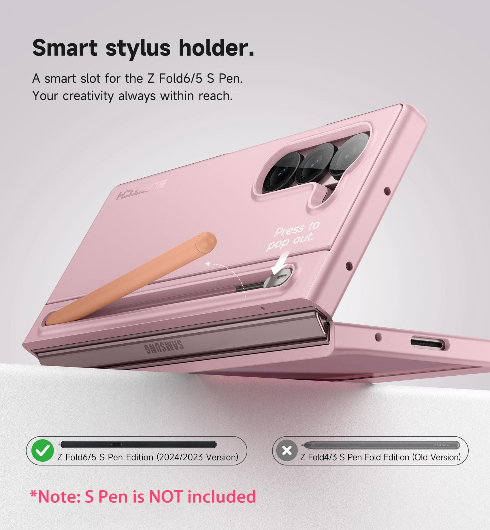 SURITCH for Samsung Galaxy Z Fold 6 Case with Kickstand and S Pen Holder [S Pen - Thumbnail 4