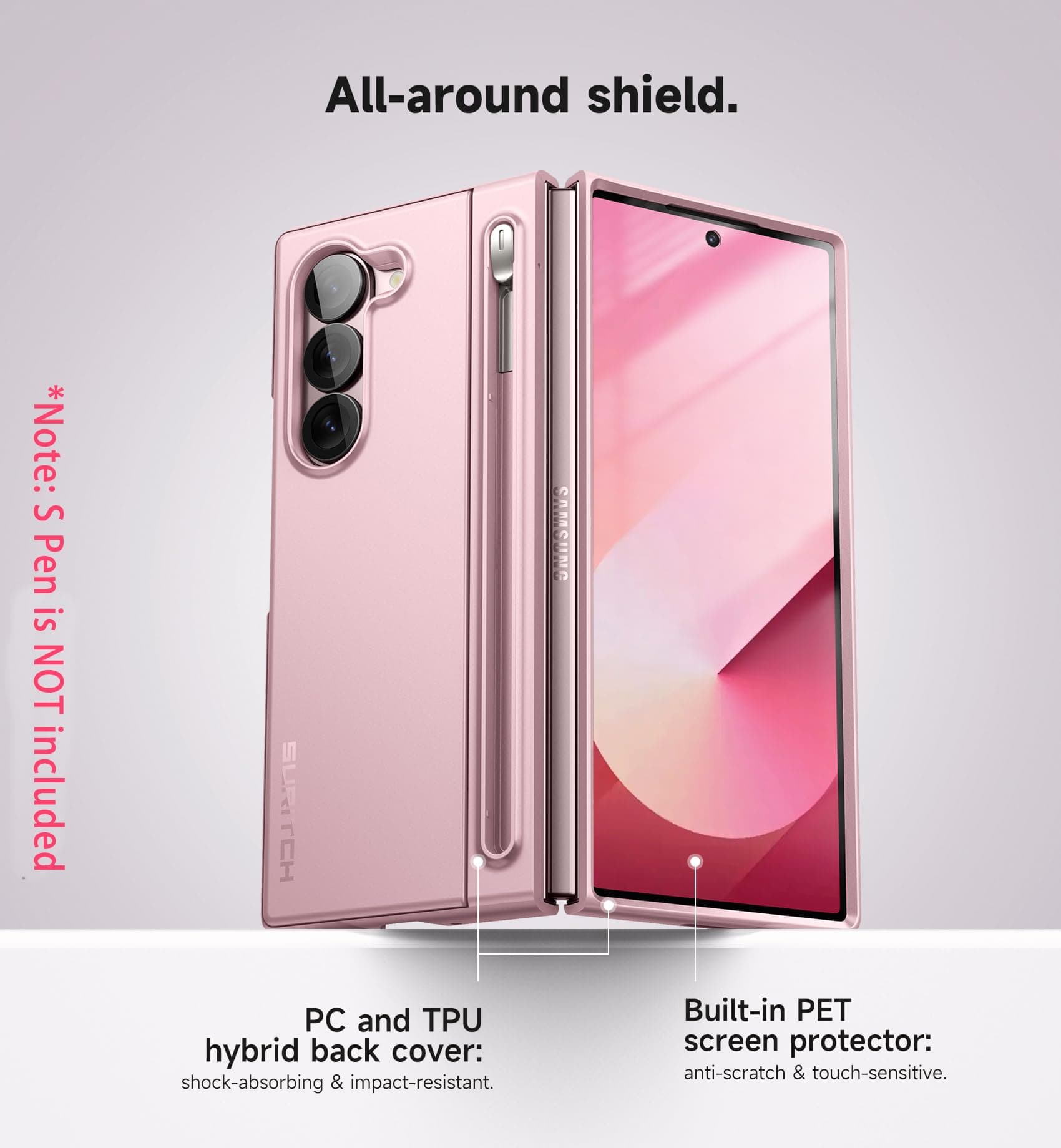 SURITCH for Samsung Galaxy Z Fold 6 Case with Kickstand and S Pen Holder [S Pen - Thumbnail 6