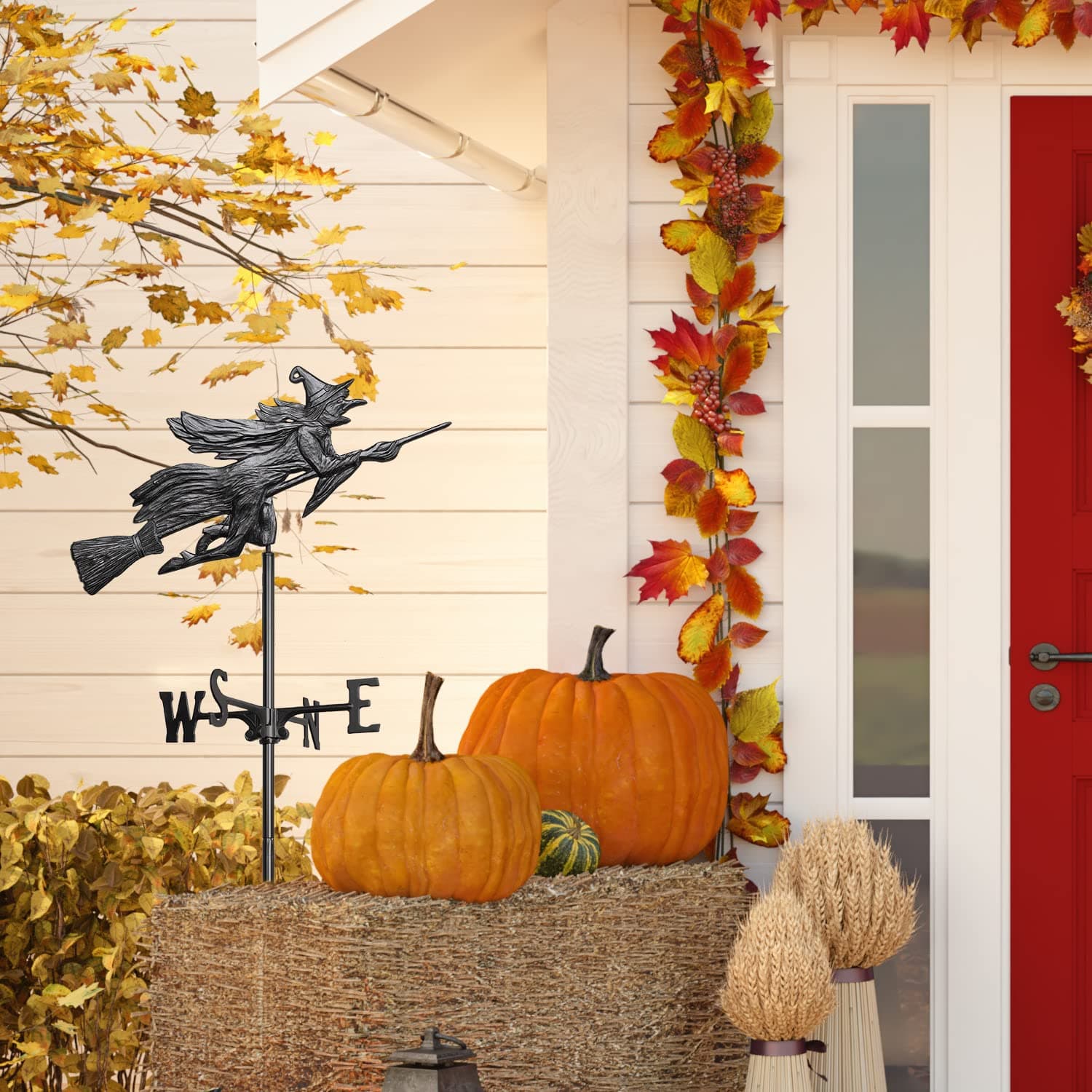 Whitehall Products Flying Witch Garden Weathervane, Black - Thumbnail 9