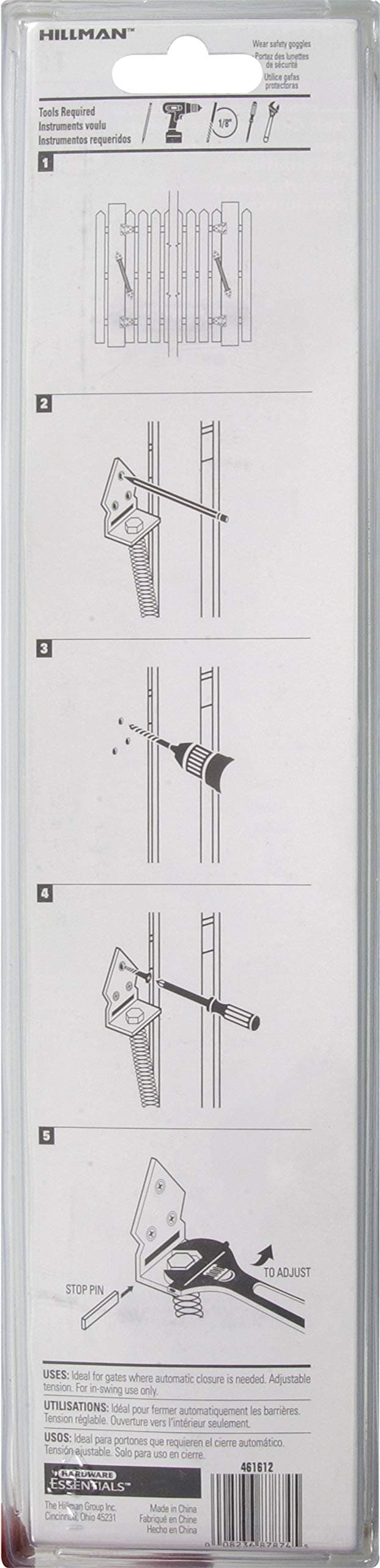 Hardware Essentials 851838 Stainless Steel Self-Closing Gate Spring, Adjustable - Thumbnail 3