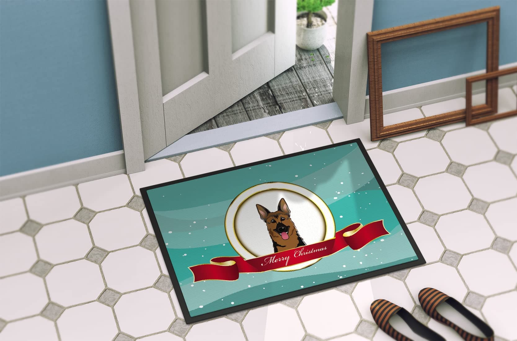 Caroline's Treasures BB1521JMAT German Shepherd Merry Christmas Doormat 24x36 Fr - Thumbnail 4