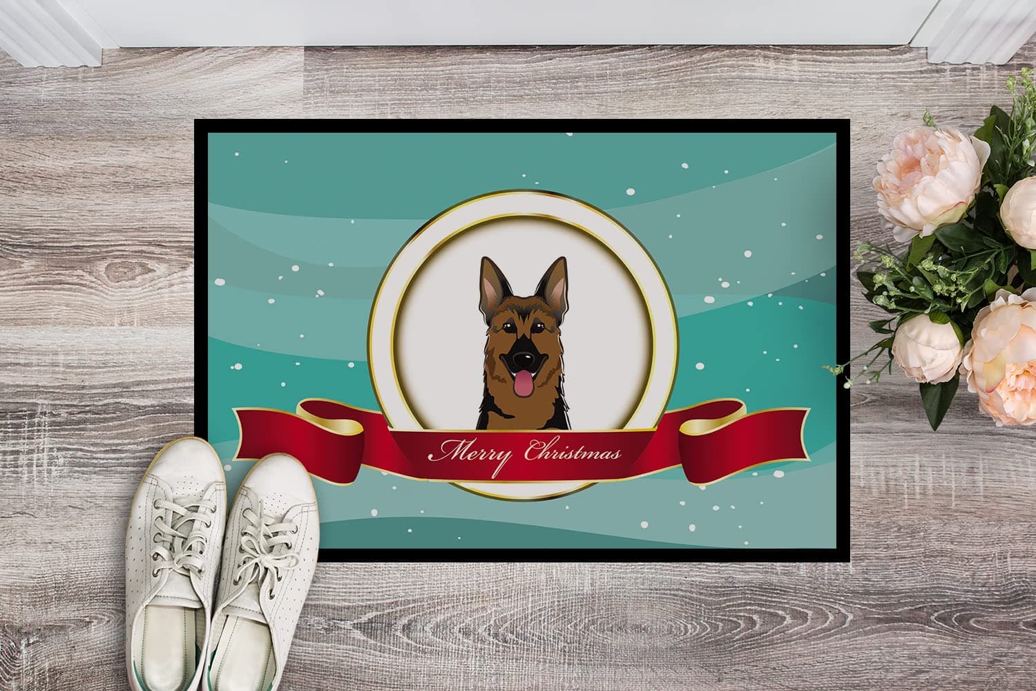Caroline's Treasures BB1521JMAT German Shepherd Merry Christmas Doormat 24x36 Fr - Thumbnail 2