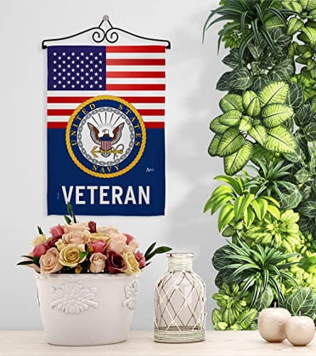 US Navy Veteran Garden Flag - Set Wall Hanger Armed Forces USN Seabee United Sta - Thumbnail 11
