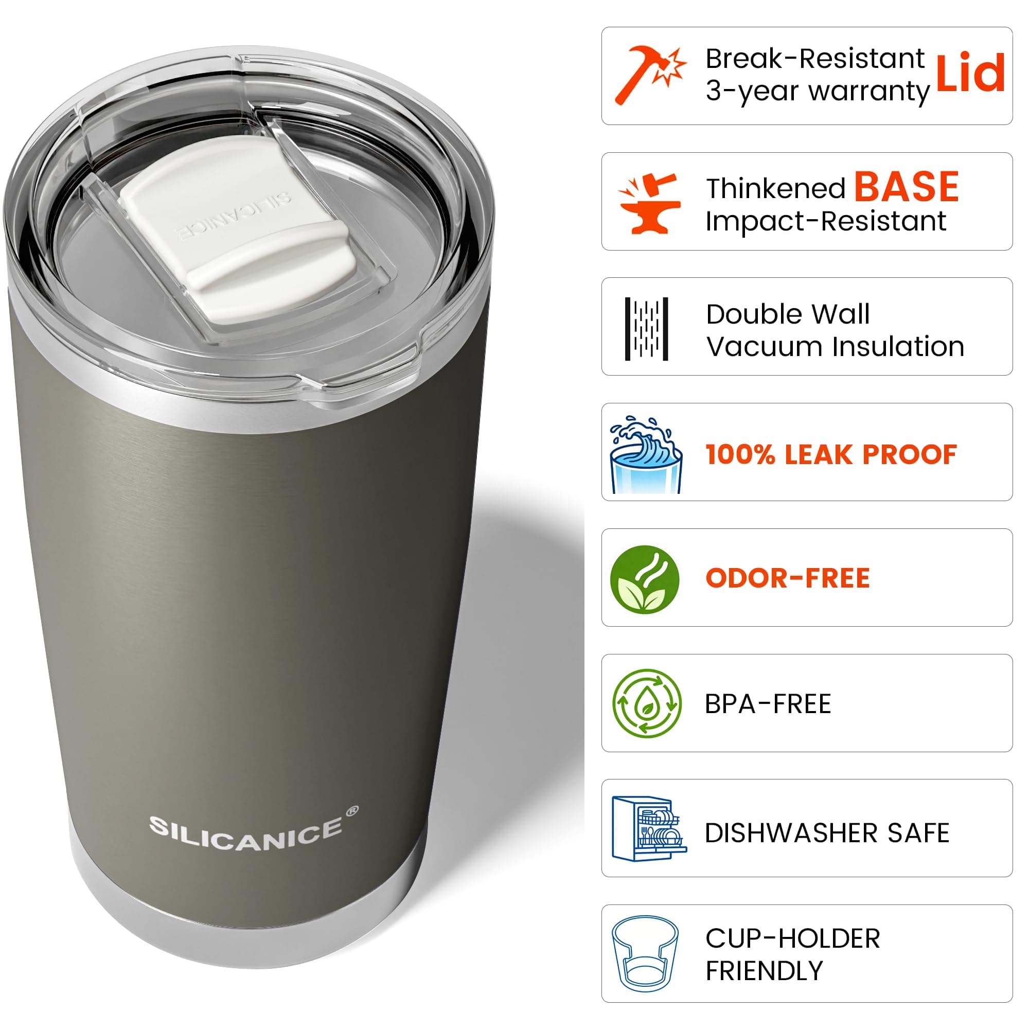 SILICANICE 20oz Vacuum Insulated Tumbler - Double Wall Stainless Steel Coffee Mu - Thumbnail 4