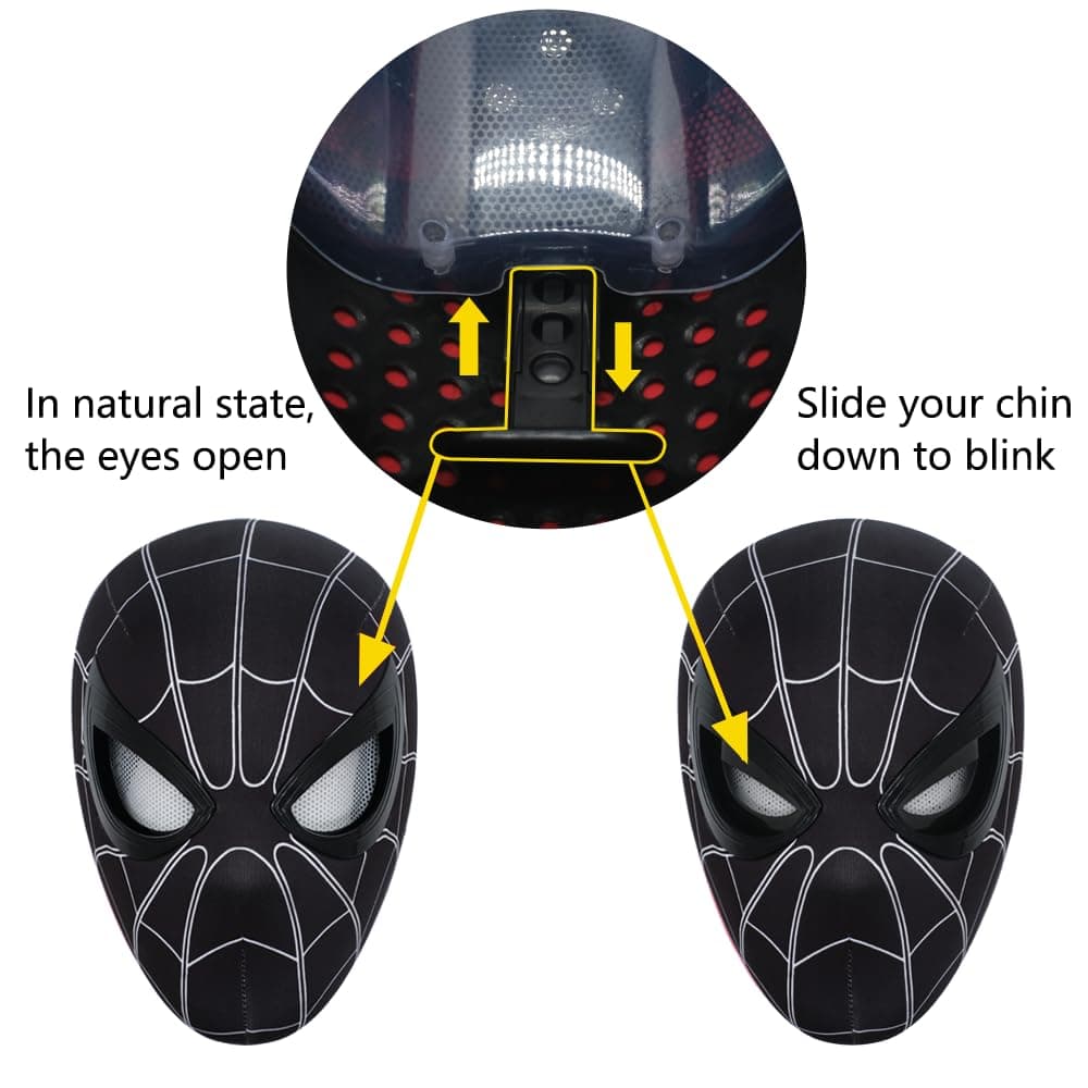Tarrshiney Spider Hero Black Mask with Movable Mechanical Eyes - Homecoming Supe - Thumbnail 3