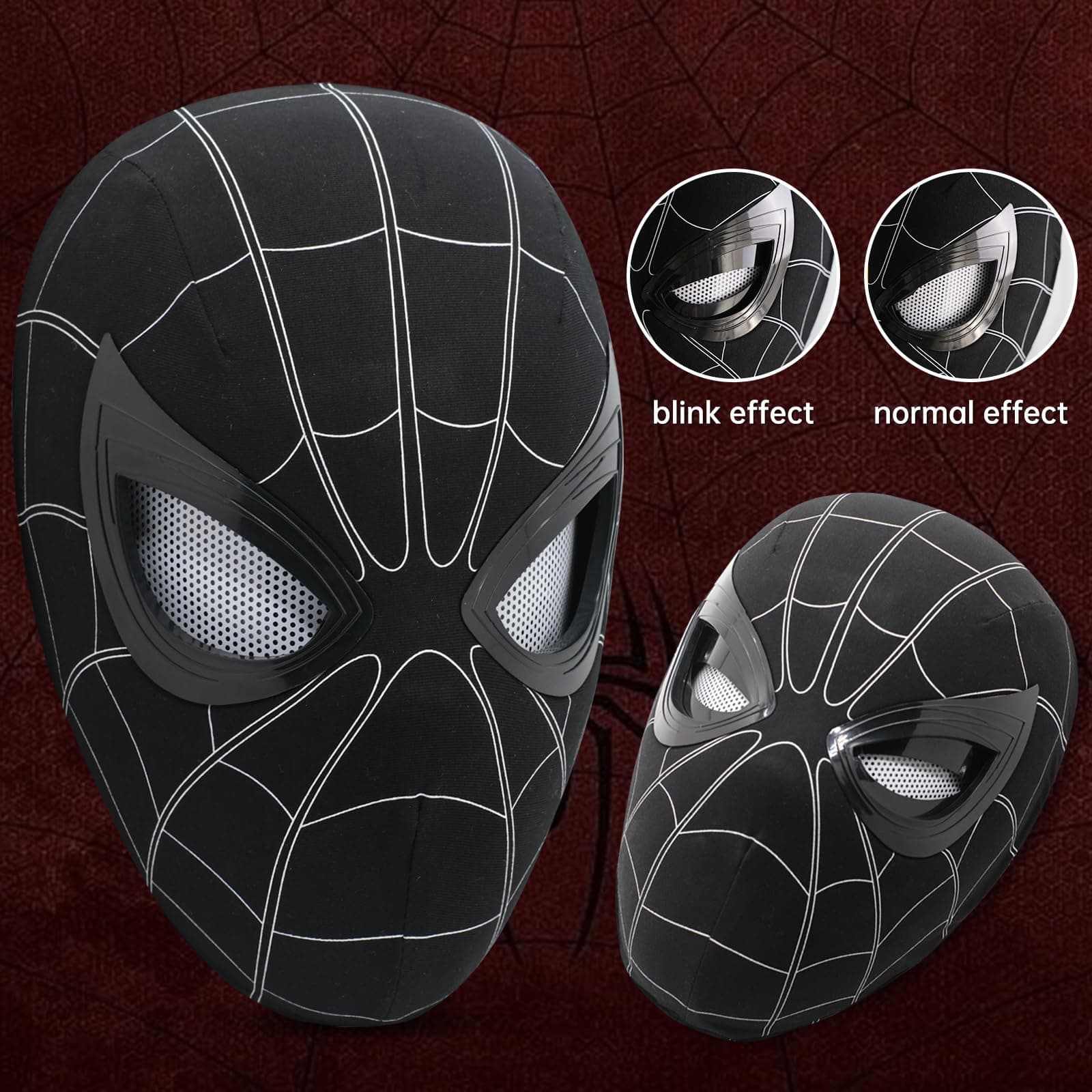 Tarrshiney Spider Hero Black Mask with Movable Mechanical Eyes - Homecoming Supe - Thumbnail 5