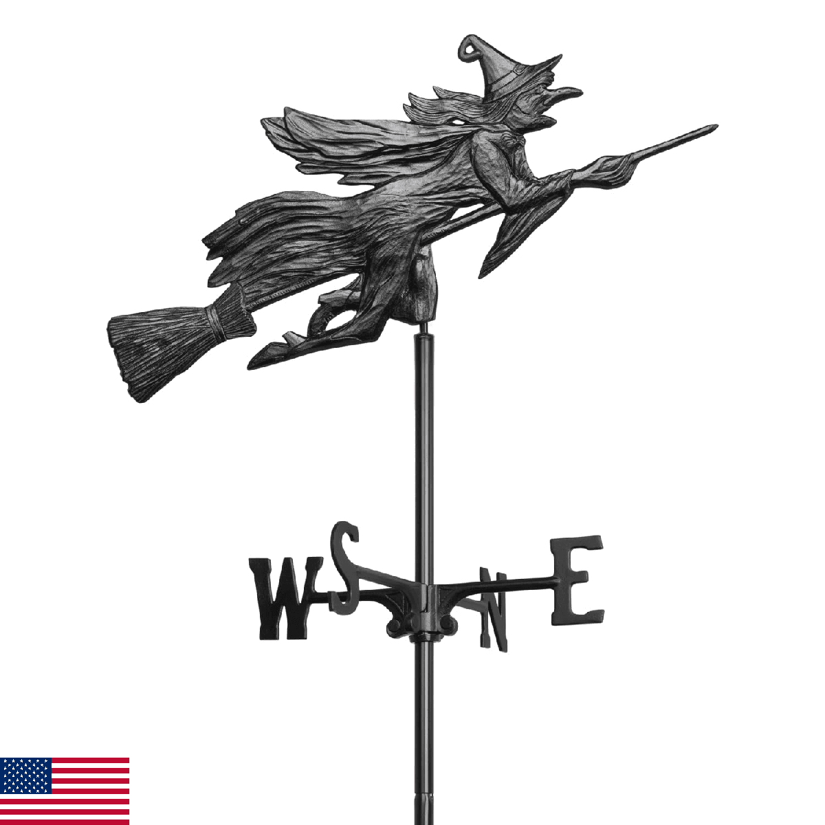 Whitehall Products Flying Witch Garden Weathervane, Black - Image 1