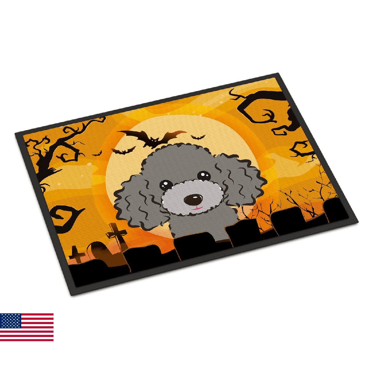Caroline's Treasures BB1817JMAT Halloween Silver Gray Poodle Doormat 24x36 Front - Image 1