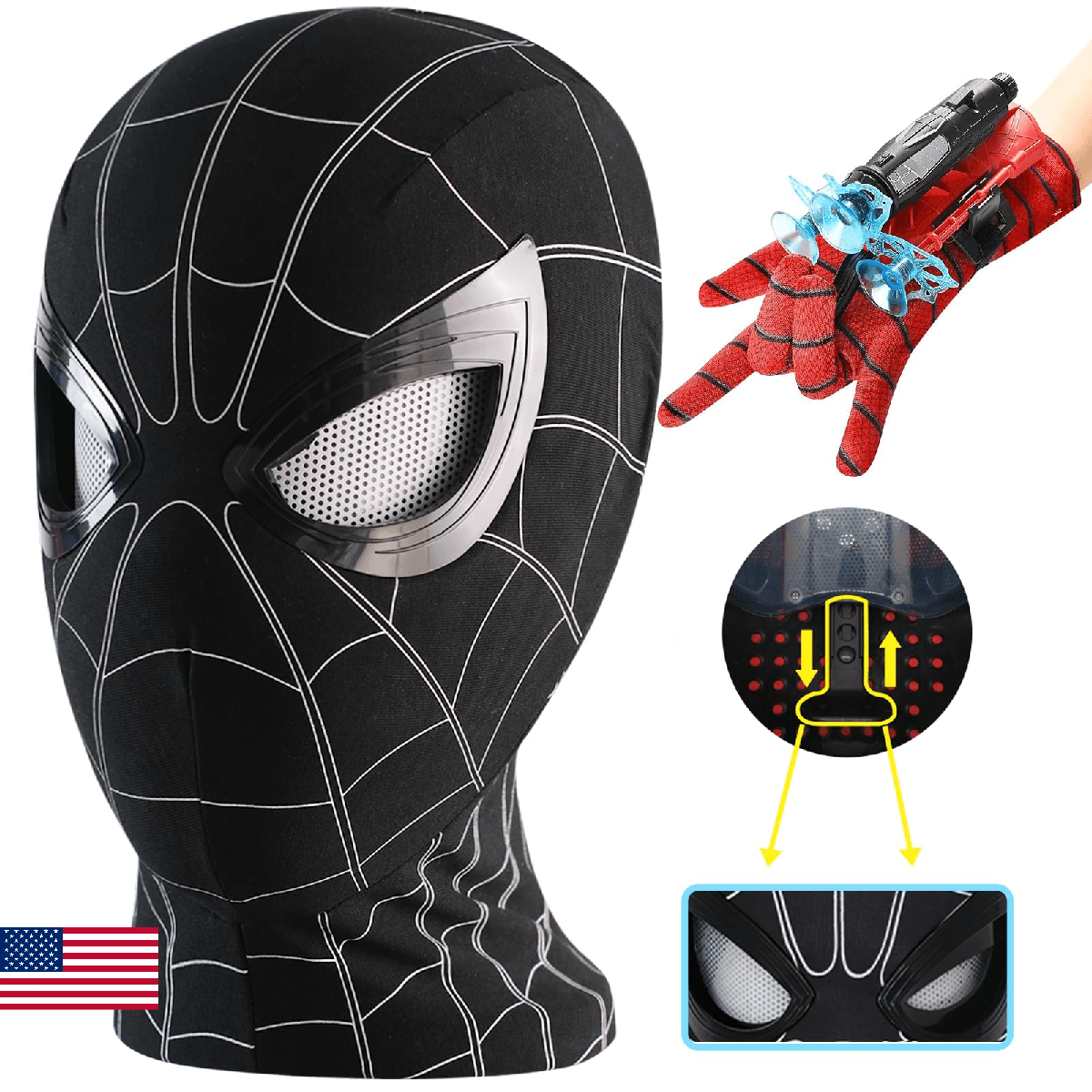 Tarrshiney Spider Hero Black Mask with Movable Mechanical Eyes - Homecoming Supe - Image 1