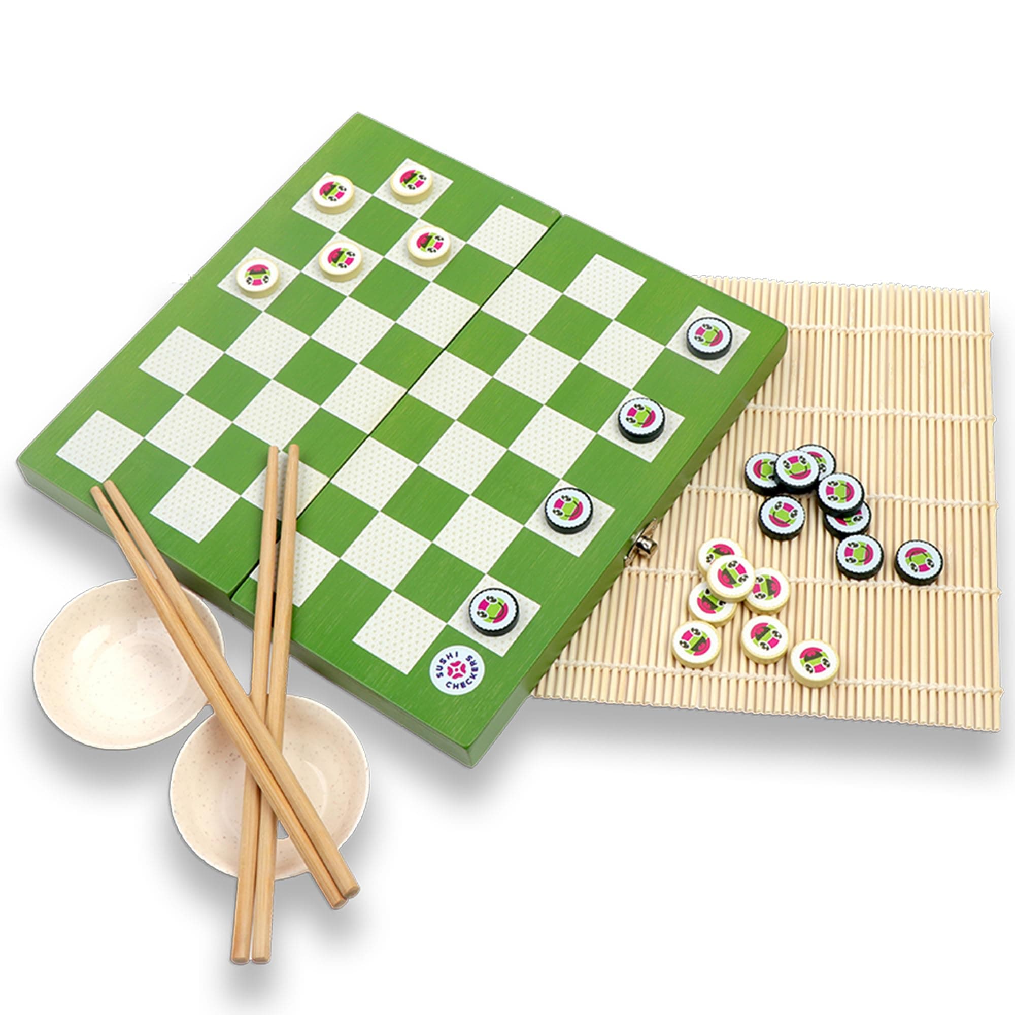 Project Genius: Sushi Checkers - Game & Sushi Making Set, Folding Bamboo Game Bo - Thumbnail 6
