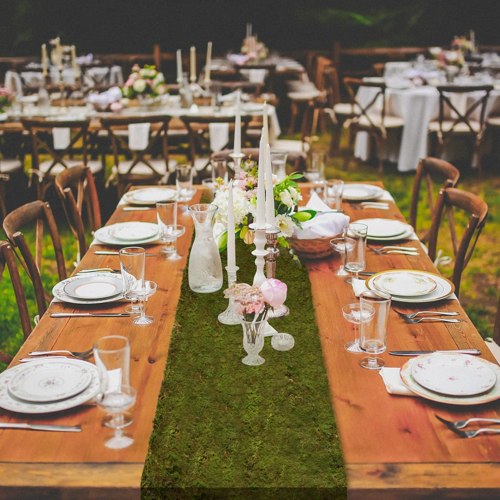 108'' x 16'' Dried Moss Table Runner - Green Moss Sheet Roll for Crafts, Preserv - Thumbnail 4