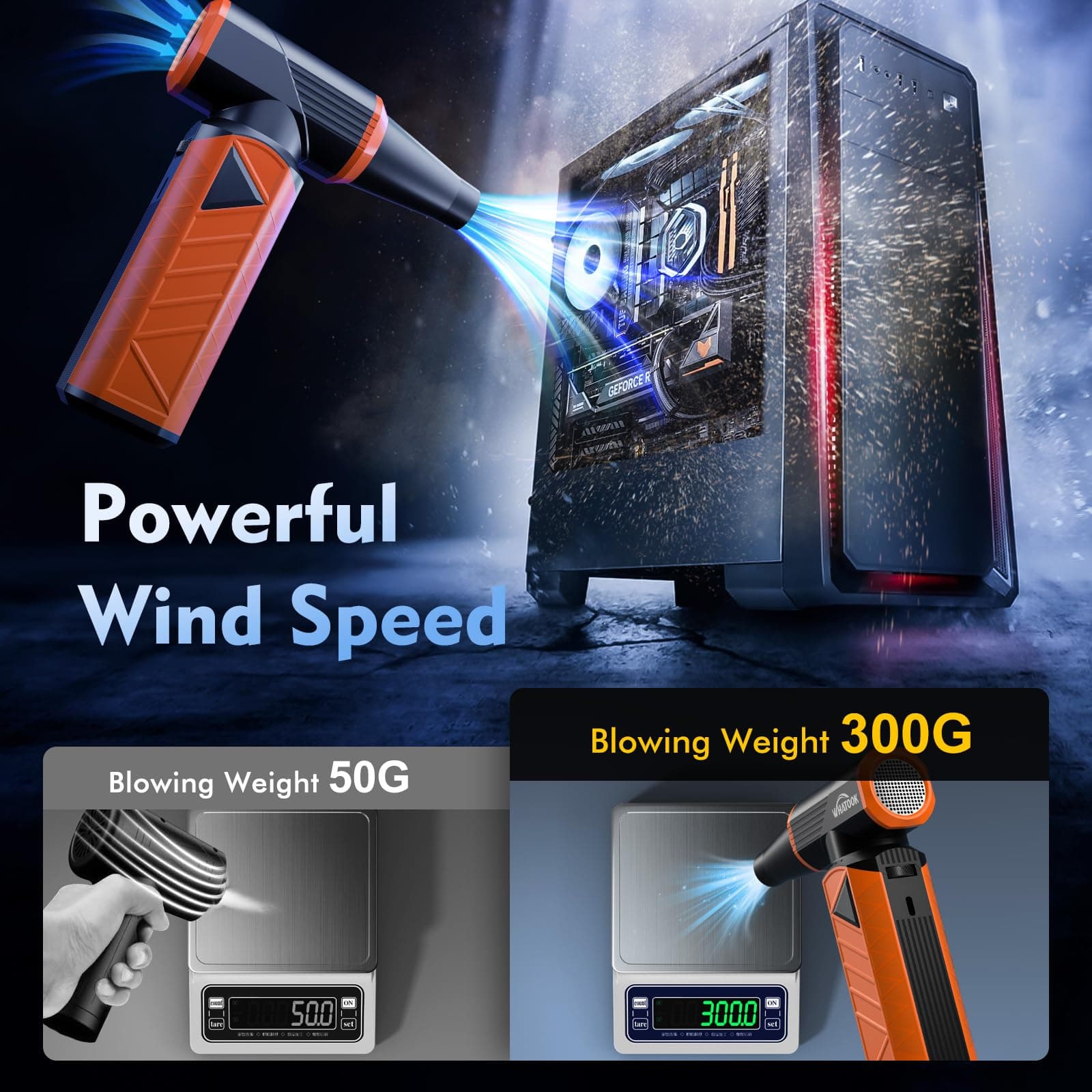 WHATOOK Updated Compressed Air Duster: Air Blower with Stepless Speed Regulation - Thumbnail 4