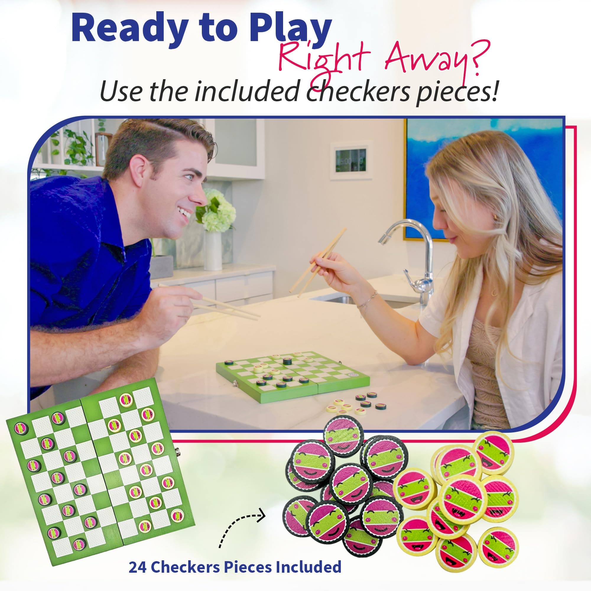 Project Genius: Sushi Checkers - Game & Sushi Making Set, Folding Bamboo Game Bo - Thumbnail 5