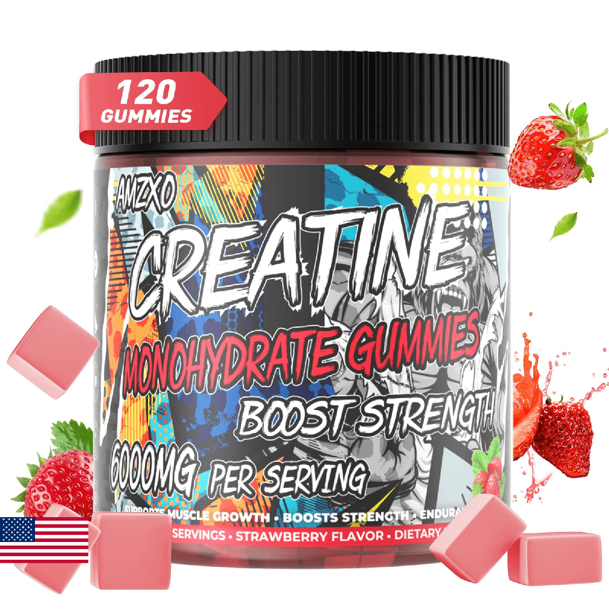 AMZXO Creatine Monohydrate Gummies 6g for Men Women,Complex Creatine Monohydrate - Image 1