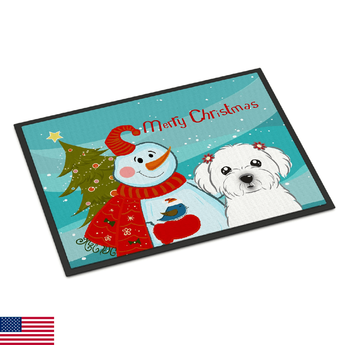 Caroline's Treasures BB1828JMAT Snowman with Maltese Doormat 24x36 Front Door Ma - Image 1