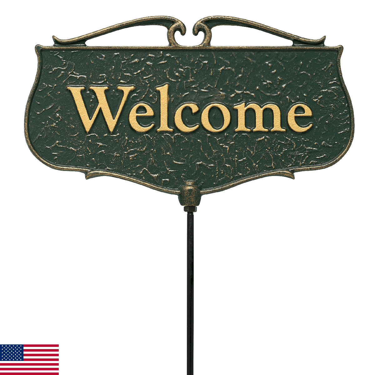 Whitehall 10044 Cast Aluminum Welcome Sign Green - Image 1