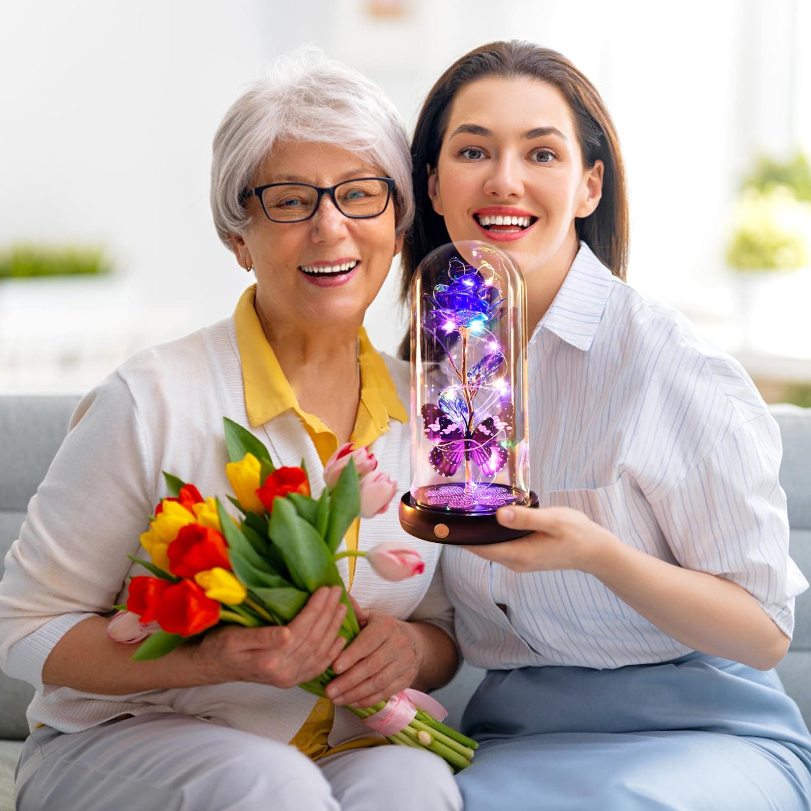 Valentines Day Rose Gifts for Her Birthday Gift for Women Rechargeable Galaxy Gl - Thumbnail 4