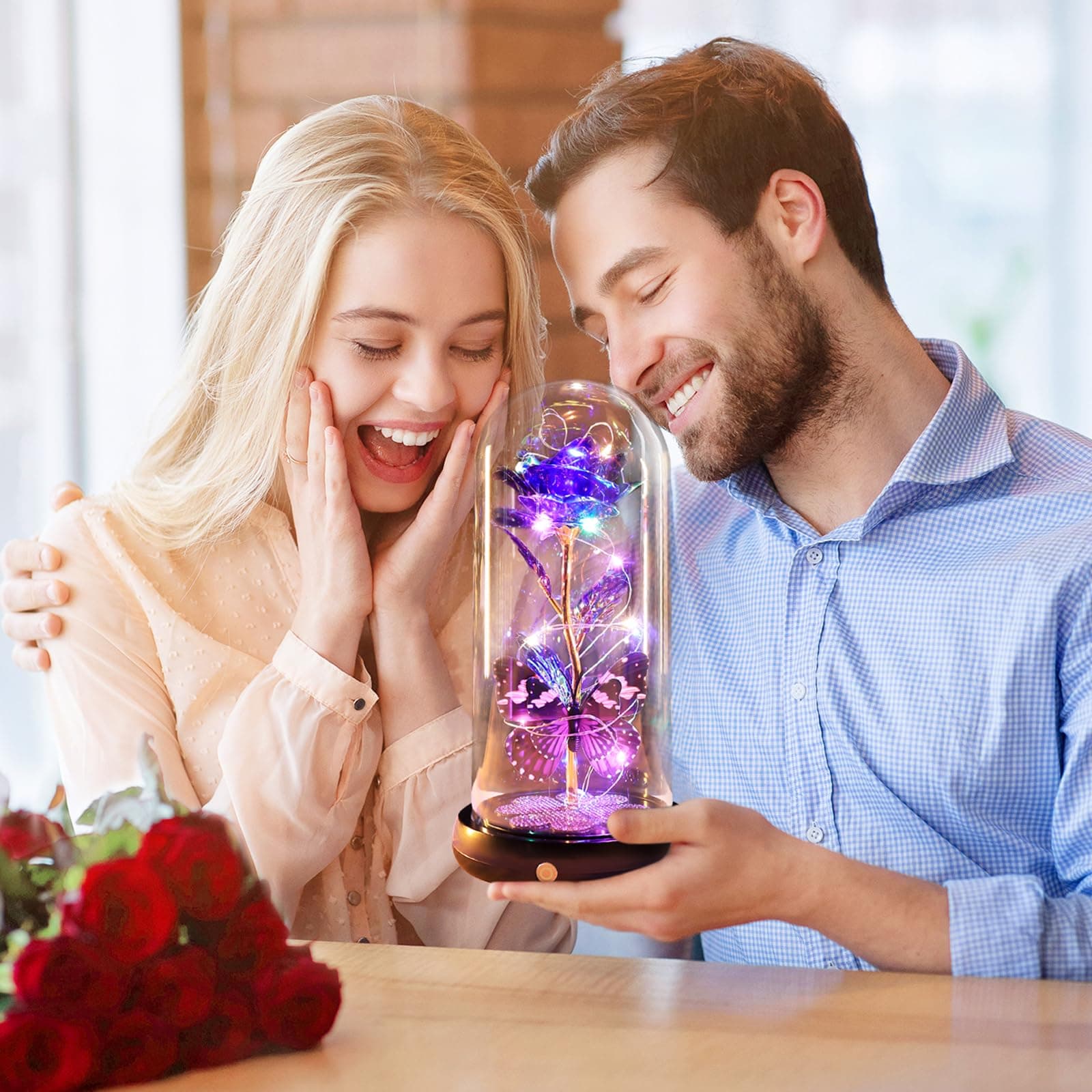 Valentines Day Rose Gifts for Her Birthday Gift for Women Rechargeable Galaxy Gl - Thumbnail 3