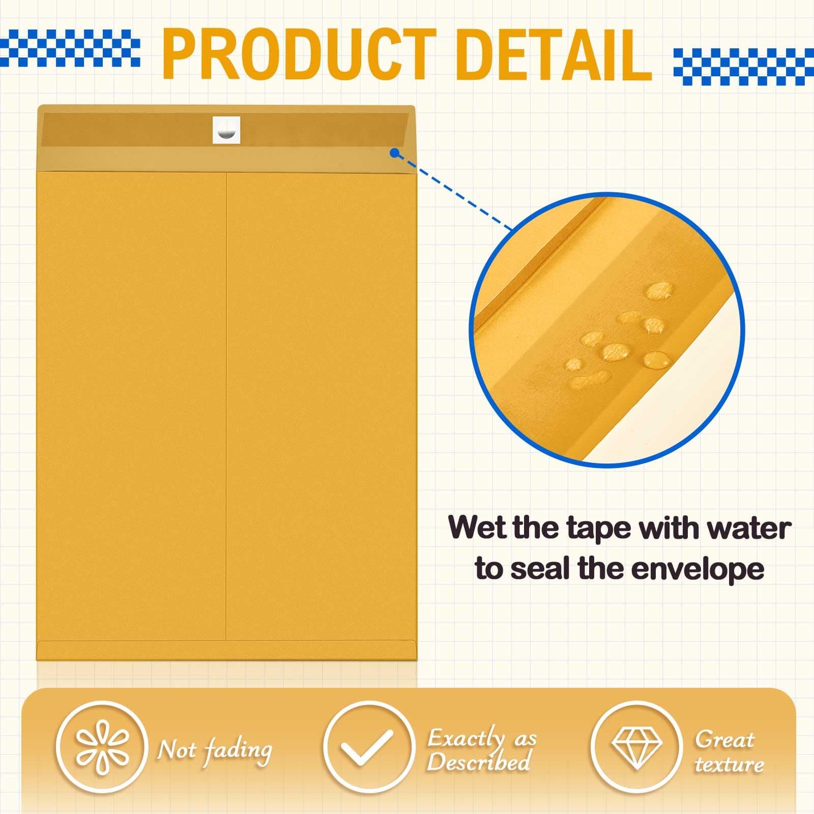 Motipuns 10 Pcs Manila Envelopes 16x20 Large Clasp Catalog Envelopes Clasp Closu - Thumbnail 3