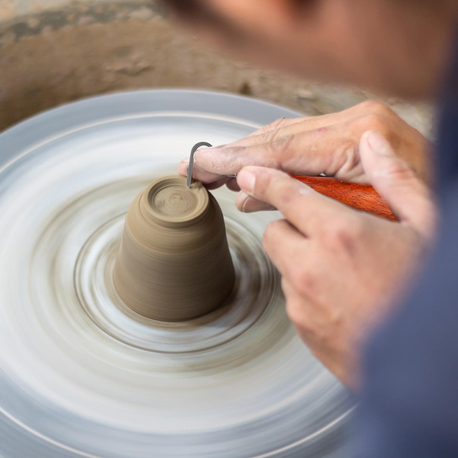 SYWAN Pottery Trimming Tool, Clay Sculpting Tools Tungsten Steel Cutter Head Afr - Thumbnail 6