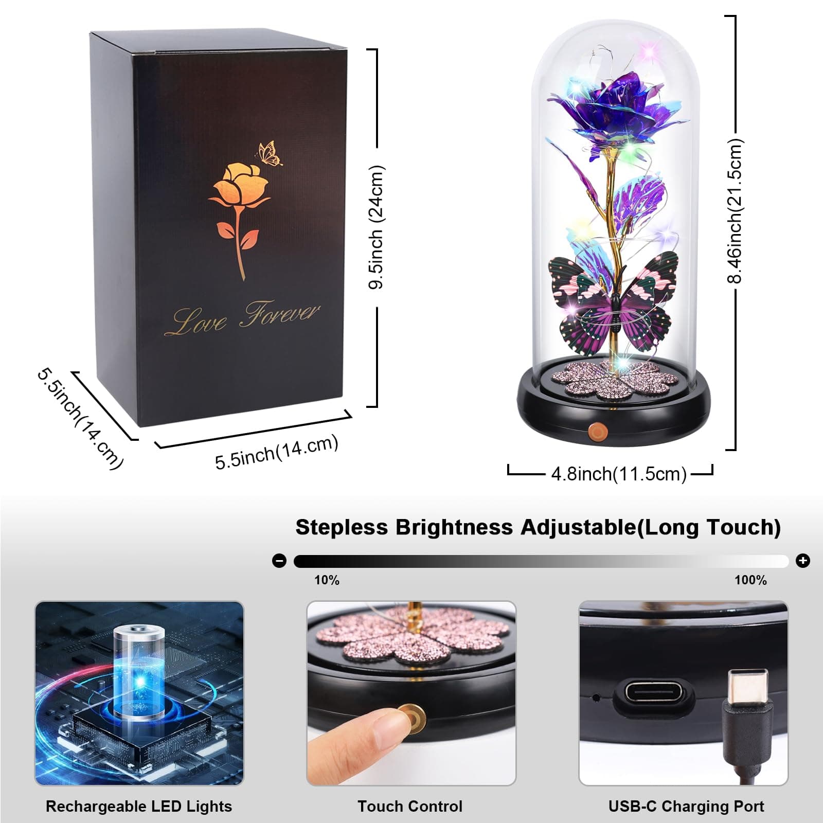 Valentines Day Rose Gifts for Her Birthday Gift for Women Rechargeable Galaxy Gl - Thumbnail 8