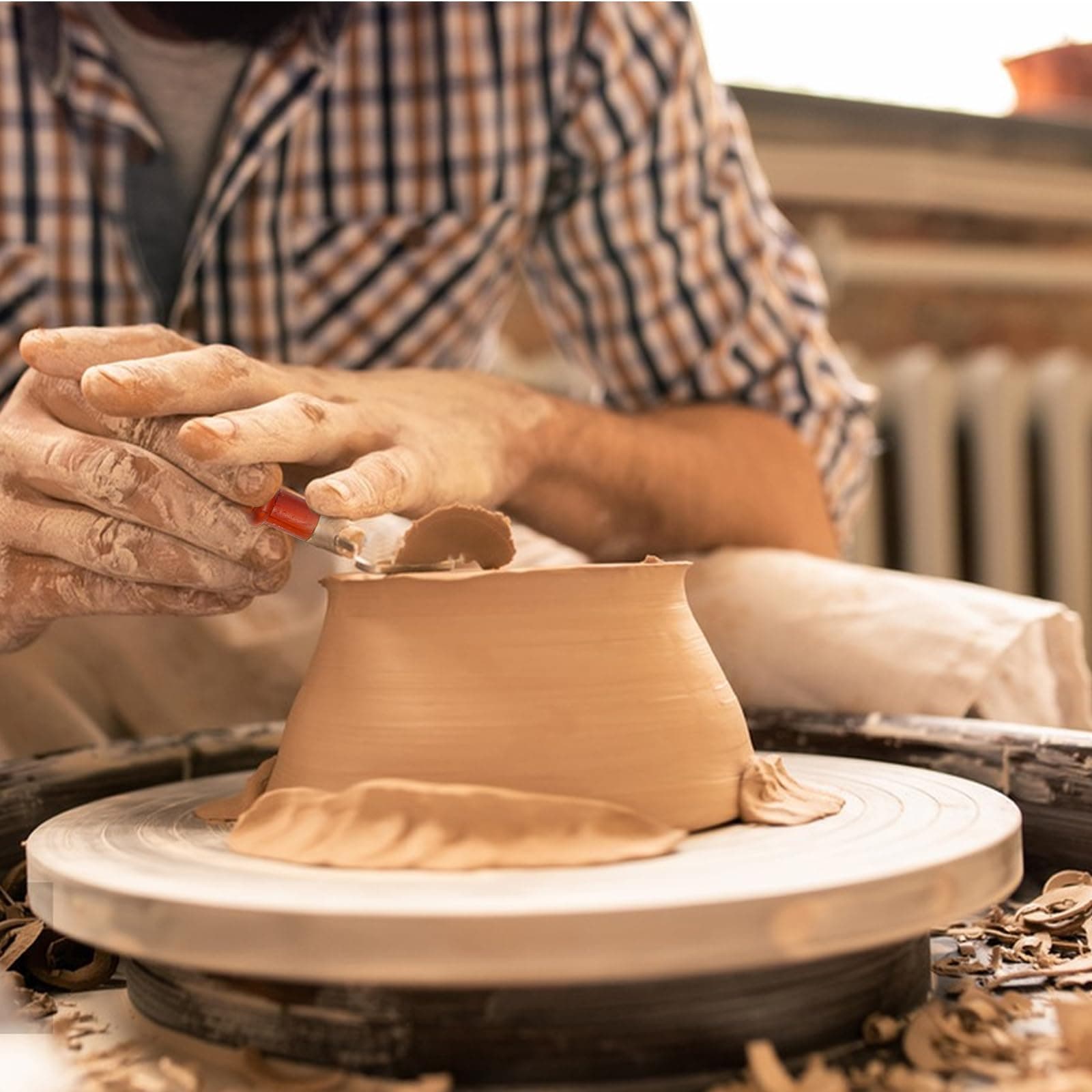 SYWAN Pottery Trimming Tool, Clay Sculpting Tools Tungsten Steel Cutter Head Afr - Thumbnail 8