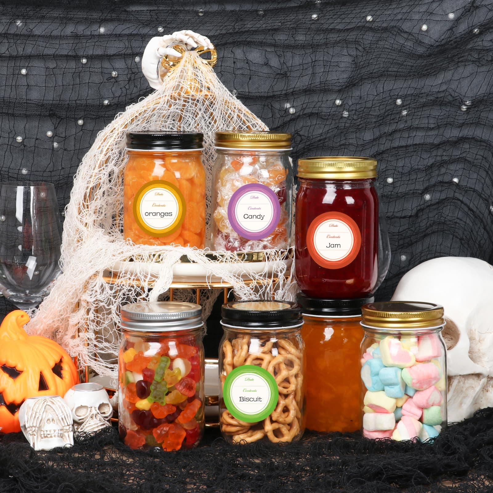 Mcupper 20 Pack 12 oz Mason Jars with Gold Lids, Regular Mouth Glass Canning Jar - Thumbnail 4