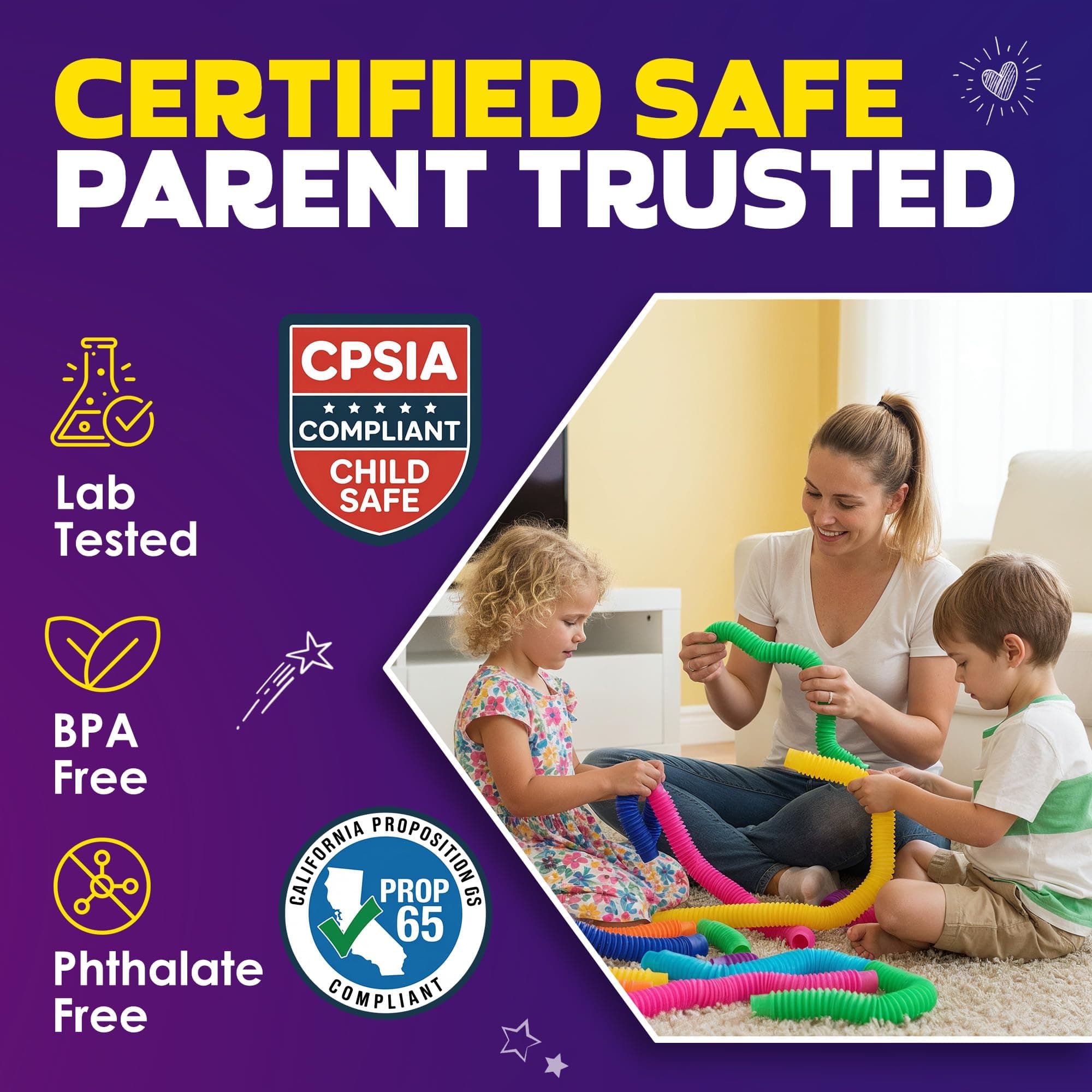 Nutty Toys Pop Tubes - Large 8-Pack Sensory Toys - Creative STEM Learning for Ki - Thumbnail 4