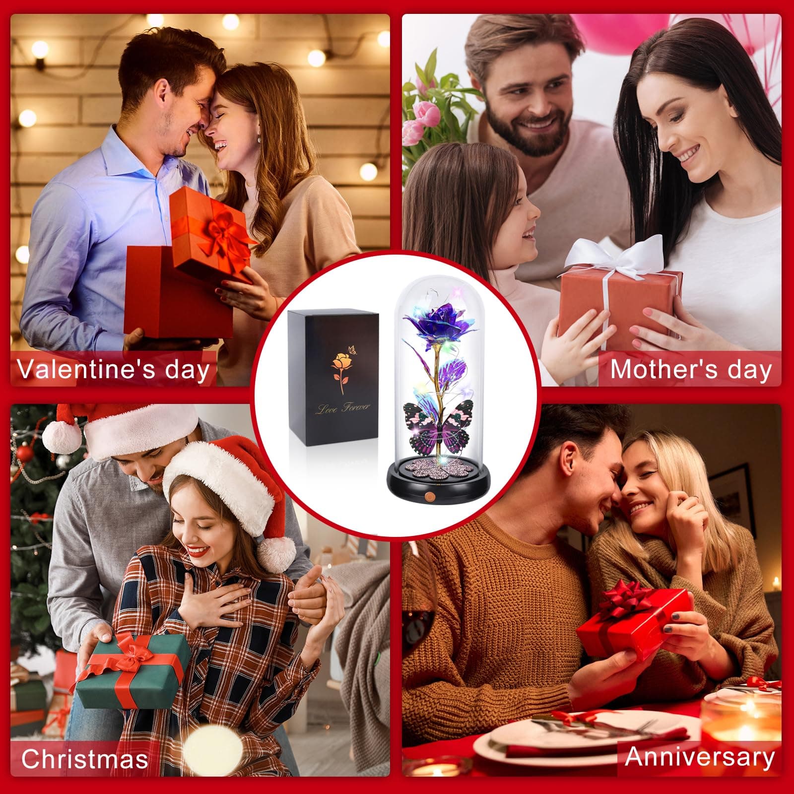 Valentines Day Rose Gifts for Her Birthday Gift for Women Rechargeable Galaxy Gl - Thumbnail 9