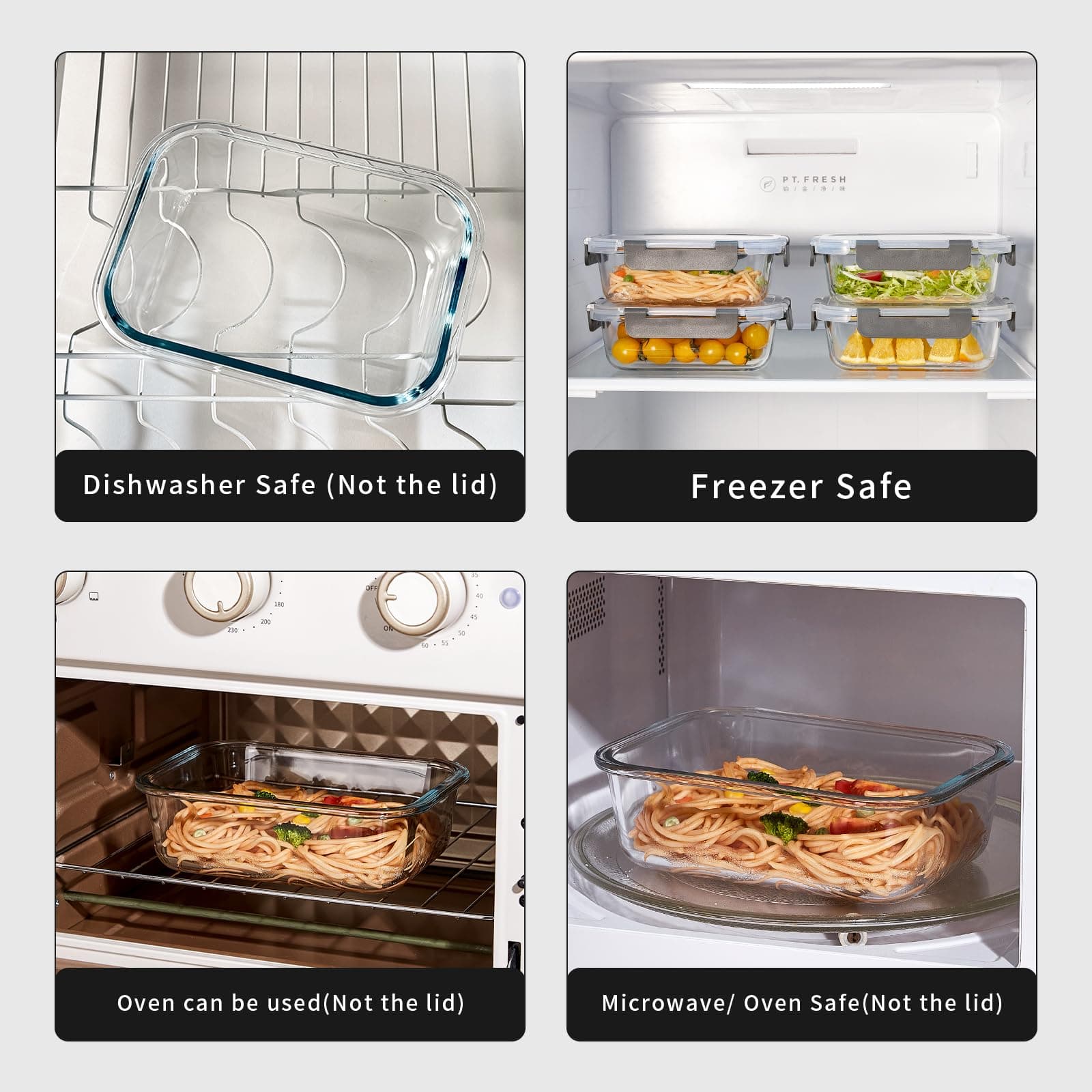 Wancilock 10 Pack 22 oz Glass Meal Prep Containers Airtight Leakproof Food Stora - Thumbnail 4