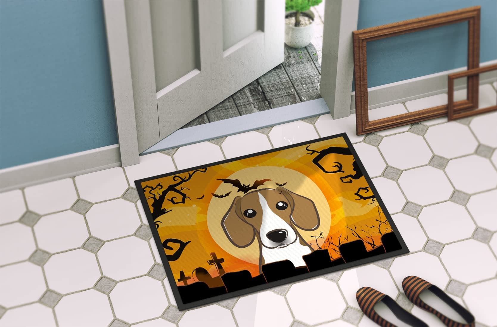 Caroline's Treasures BB1797MAT Halloween Beagle Doormat 18x27 Front Door Mat Ind - Thumbnail 4