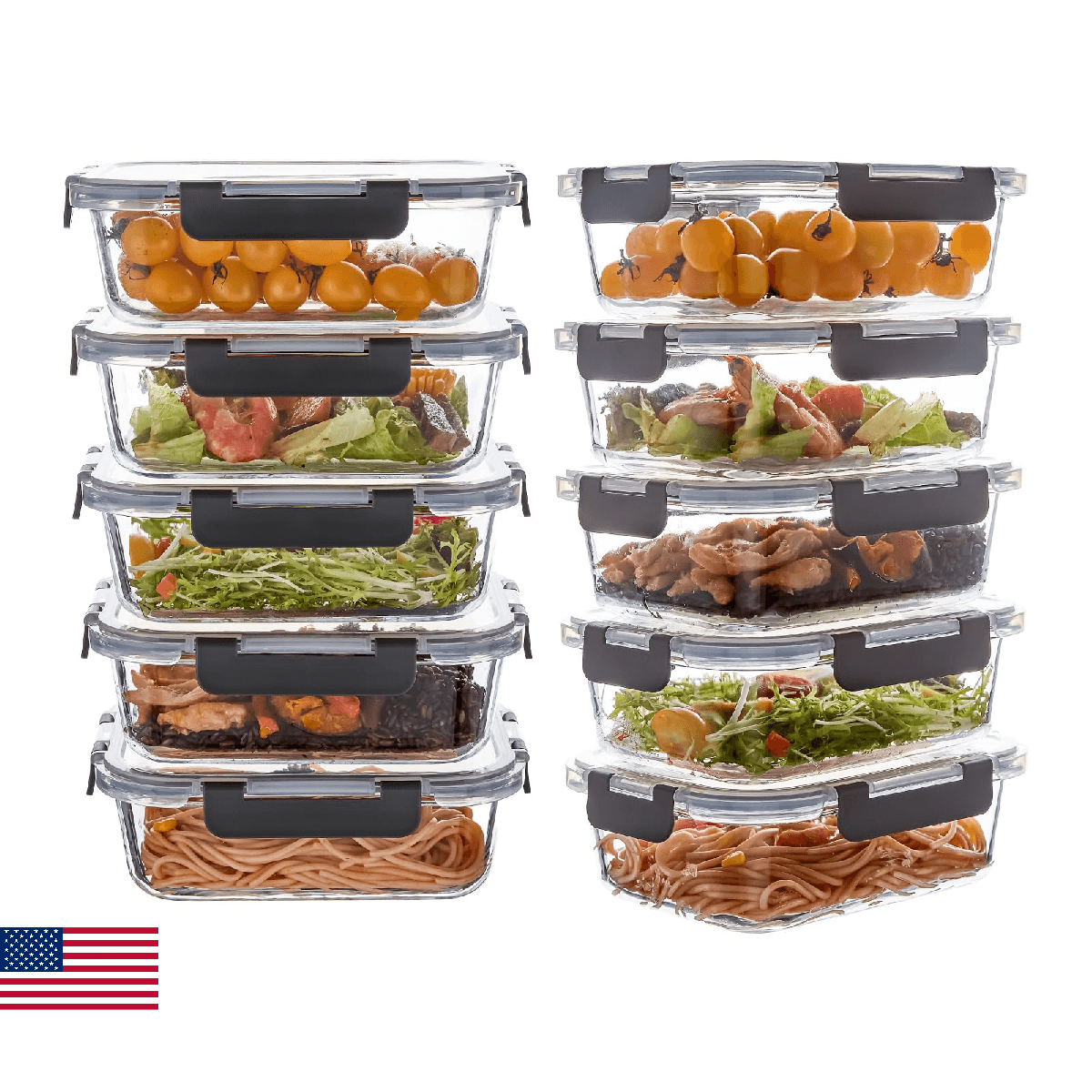 Wancilock 10 Pack 22 oz Glass Meal Prep Containers Airtight Leakproof Food Stora - Image 1