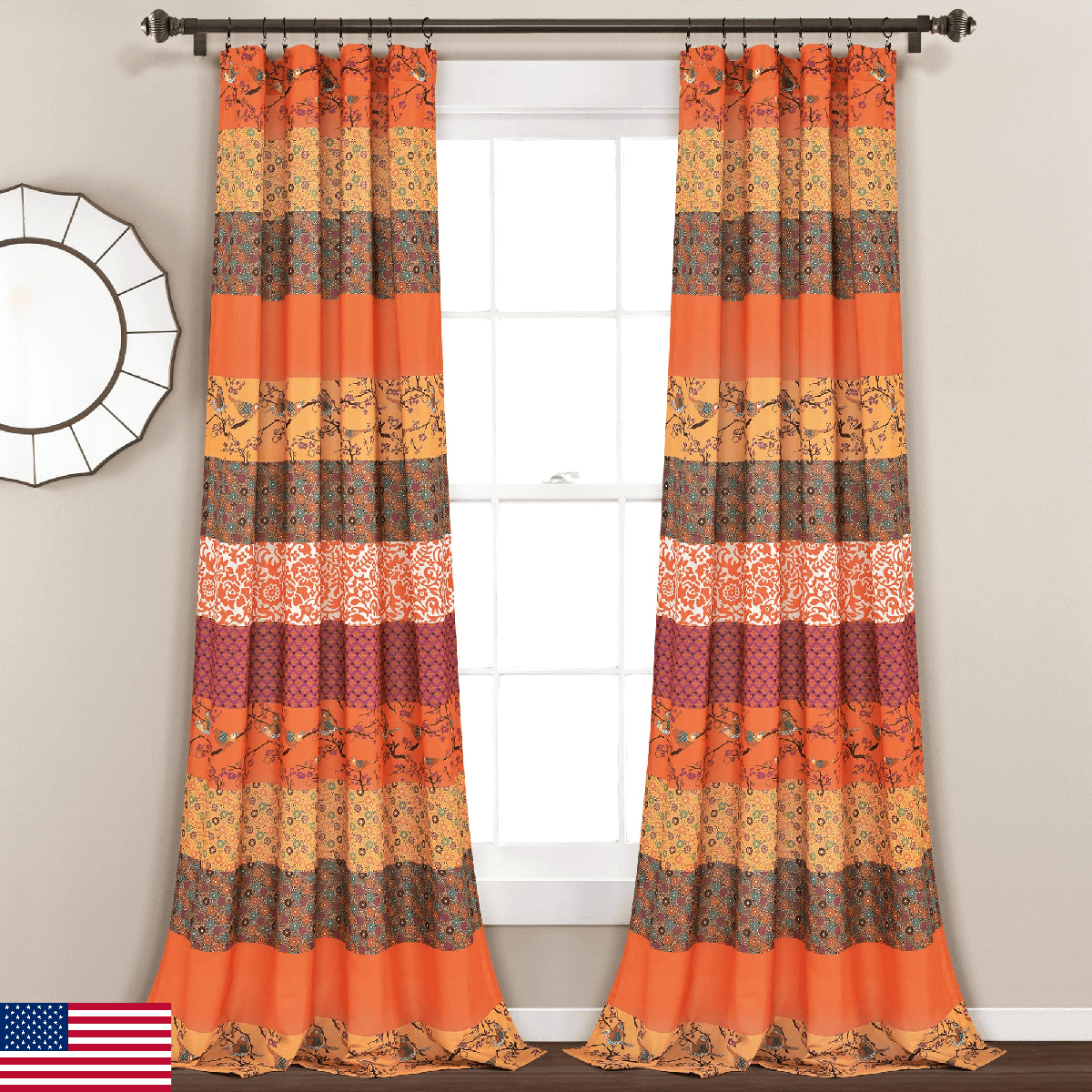 Lush Decor Royal Empire Light Filtering Window Curtain Panels, Pair, 52" W x 84" - Image 1