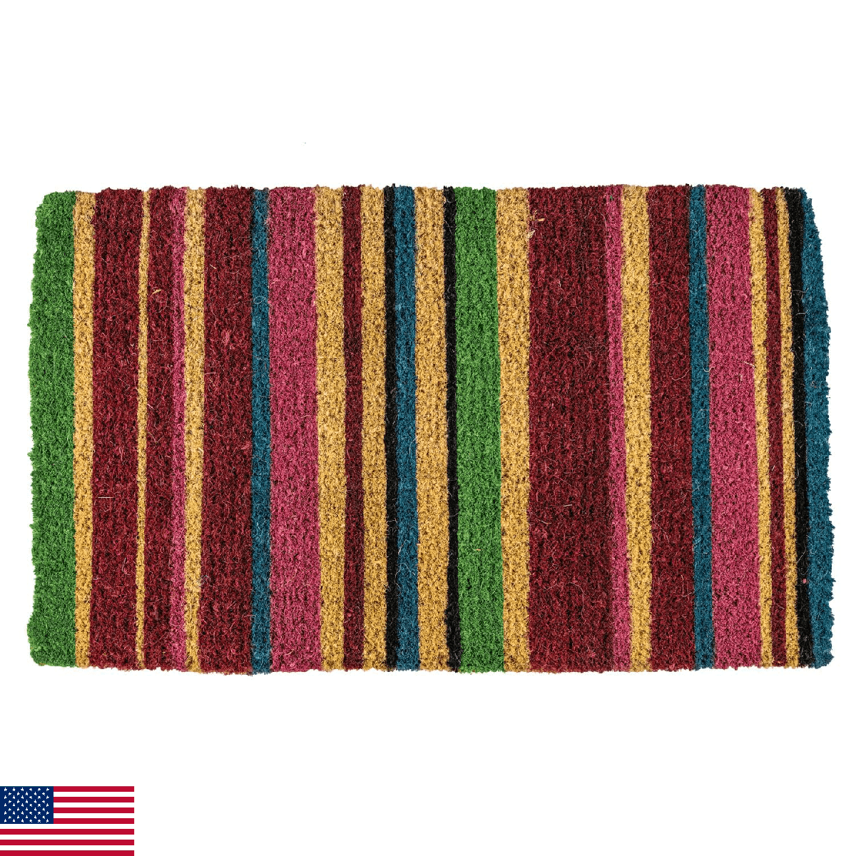NoTrax Handmade Natural Coir Entry Doormat 18x30 Indoor Outdoor Stripes - Image 1