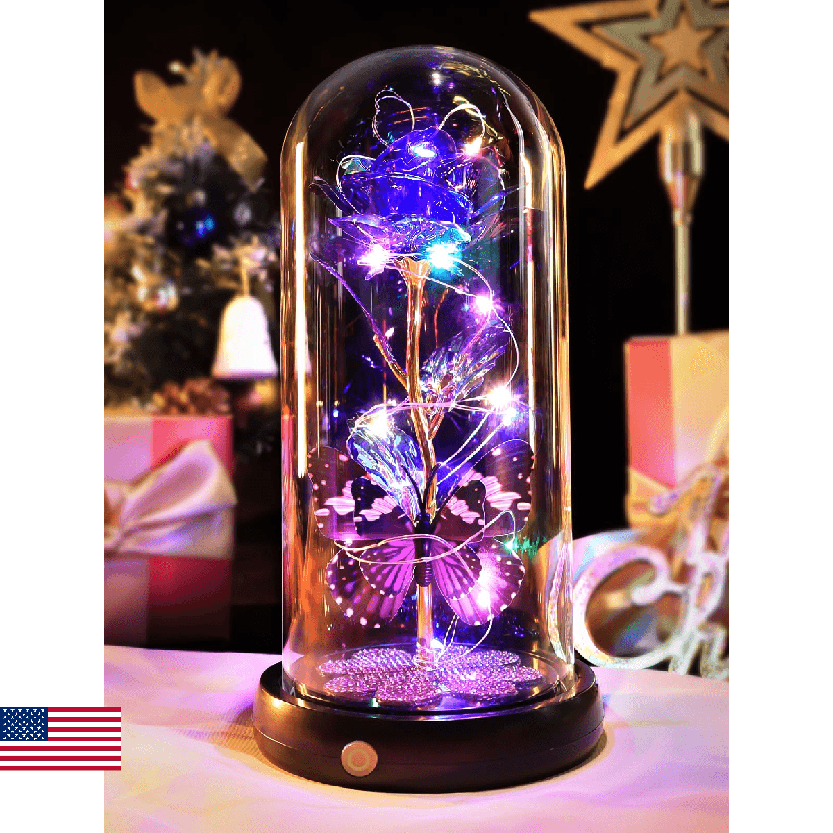 Valentines Day Rose Gifts for Her Birthday Gift for Women Rechargeable Galaxy Gl - Image 1