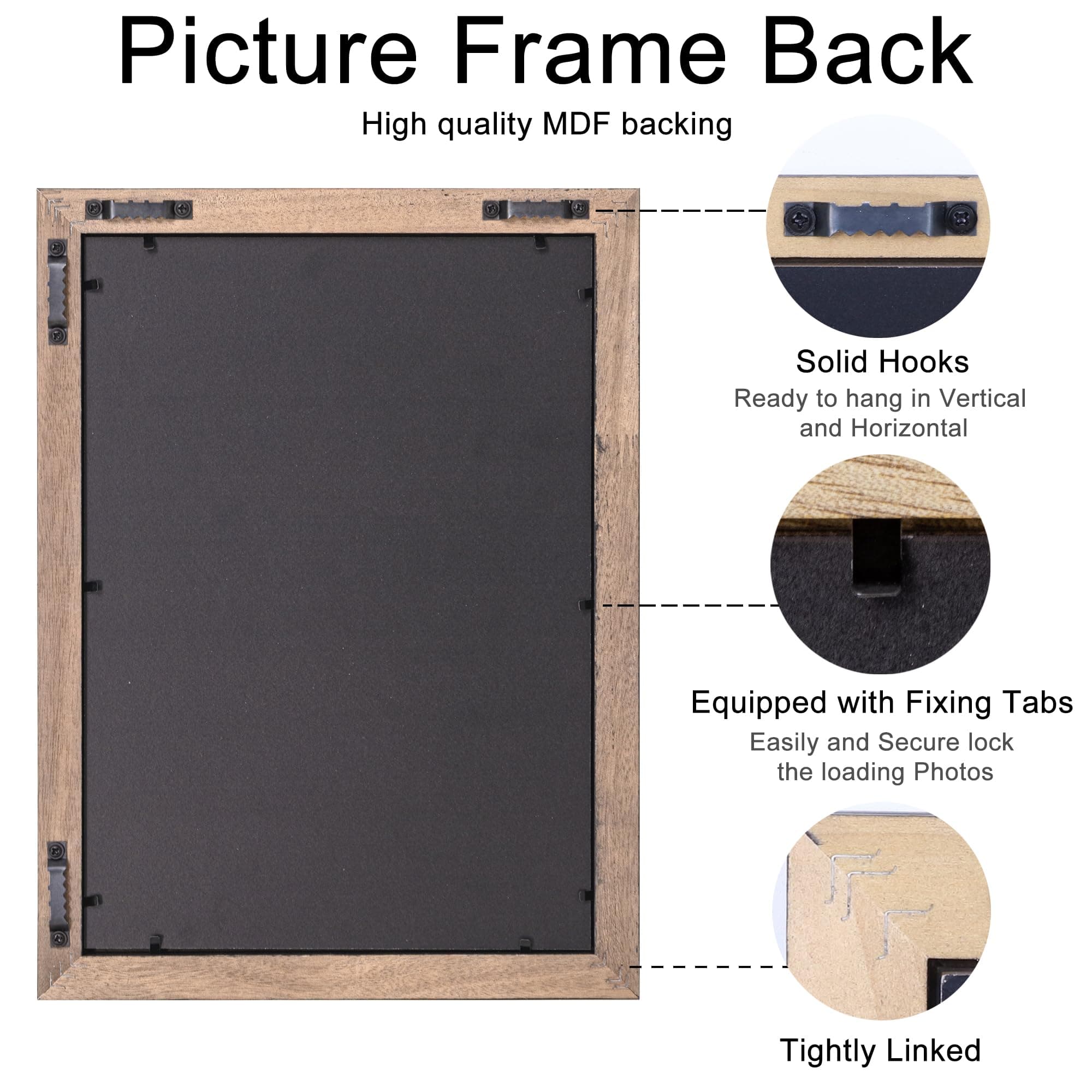Black 18x24inch Picture Frames: Wooden Gothic Wall Frames 24x18 for Christmas Ha - Thumbnail 7