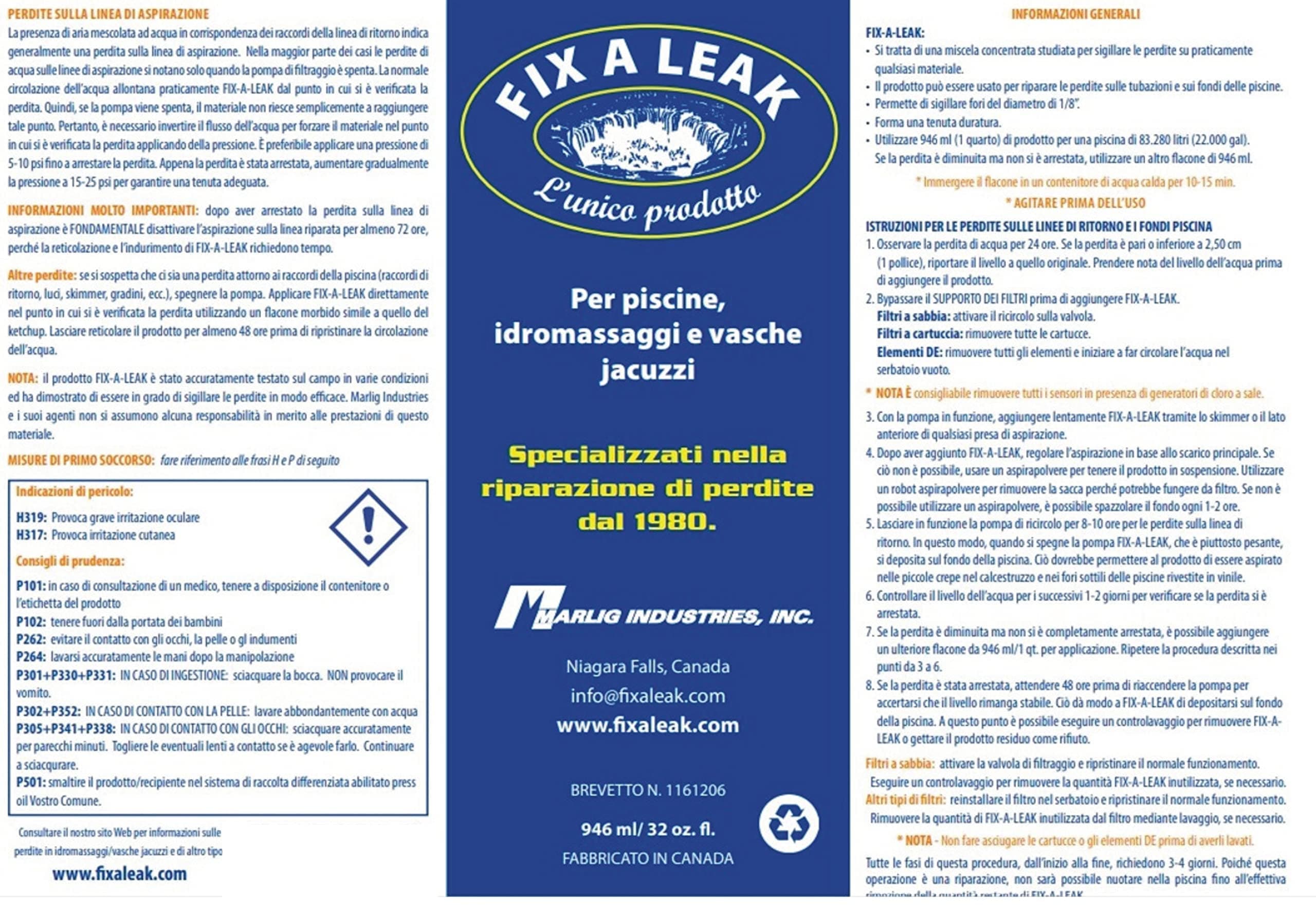 Fix-A-Leak by Marlig for Swimming Pool Spa Hot Tub Leaks 32 oz,White - Thumbnail 2