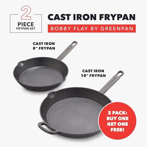 GreenPan x Bobby Flay Cast Iron Skillet Set, 8" & 10" Frying Pans, Oven, Grill - Thumbnail 3