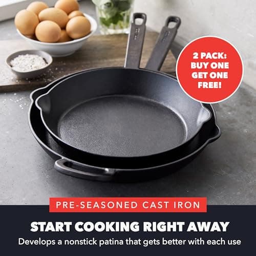 GreenPan x Bobby Flay Cast Iron Skillet Set, 8" & 10" Frying Pans, Oven, Grill - Thumbnail 2